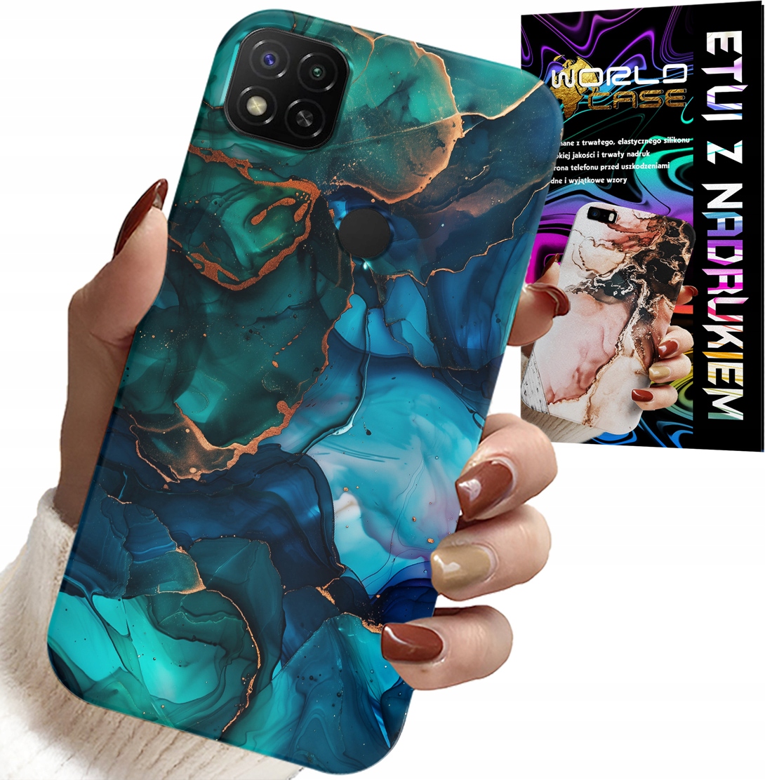 ETUI DO XIAOMI REDMI 9C - NIEBIESKO ZIELONY MARMUREK PLECKI WZORY