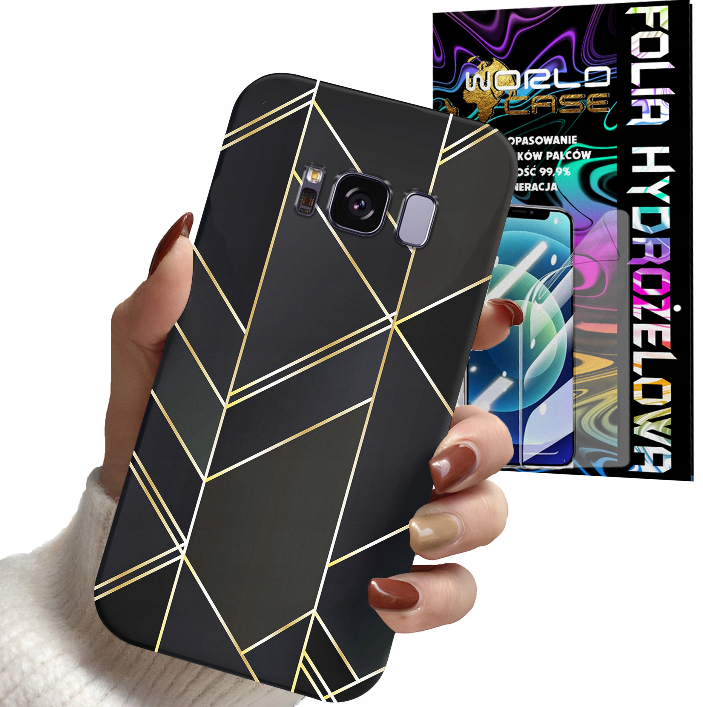 ETUI CASE DO SAMSUNG S8 - MARMUREK GEOMETRYCZNE WZORY DLA KOBIET + FOLIA