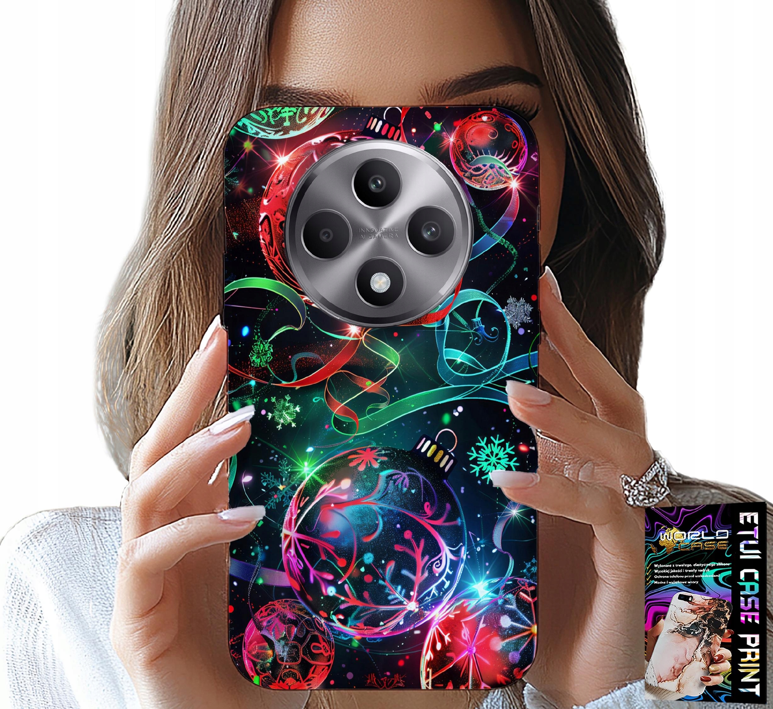 ETUI DO OPPO RENO12 F / 12FS 5G - ŚWIĄTECZNE BOMBKI, CHOINKA, CASE + FOLIA