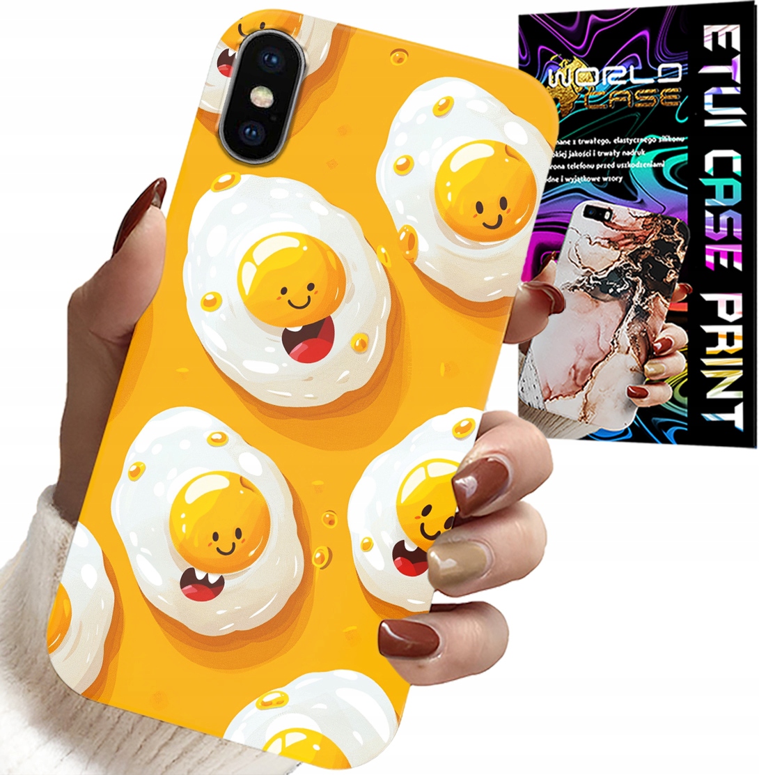 ETUI DO IPHONE X / XS - SŁODKIE UŚMIECHNIĘTE JAJKA CASE + FOLIA