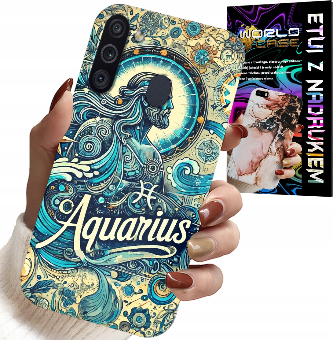 ETUI DO SAMSUNG GALAXY A21 - ZNAK ZODIAKU, WODNIK, ASTRONOMIA PLECKI