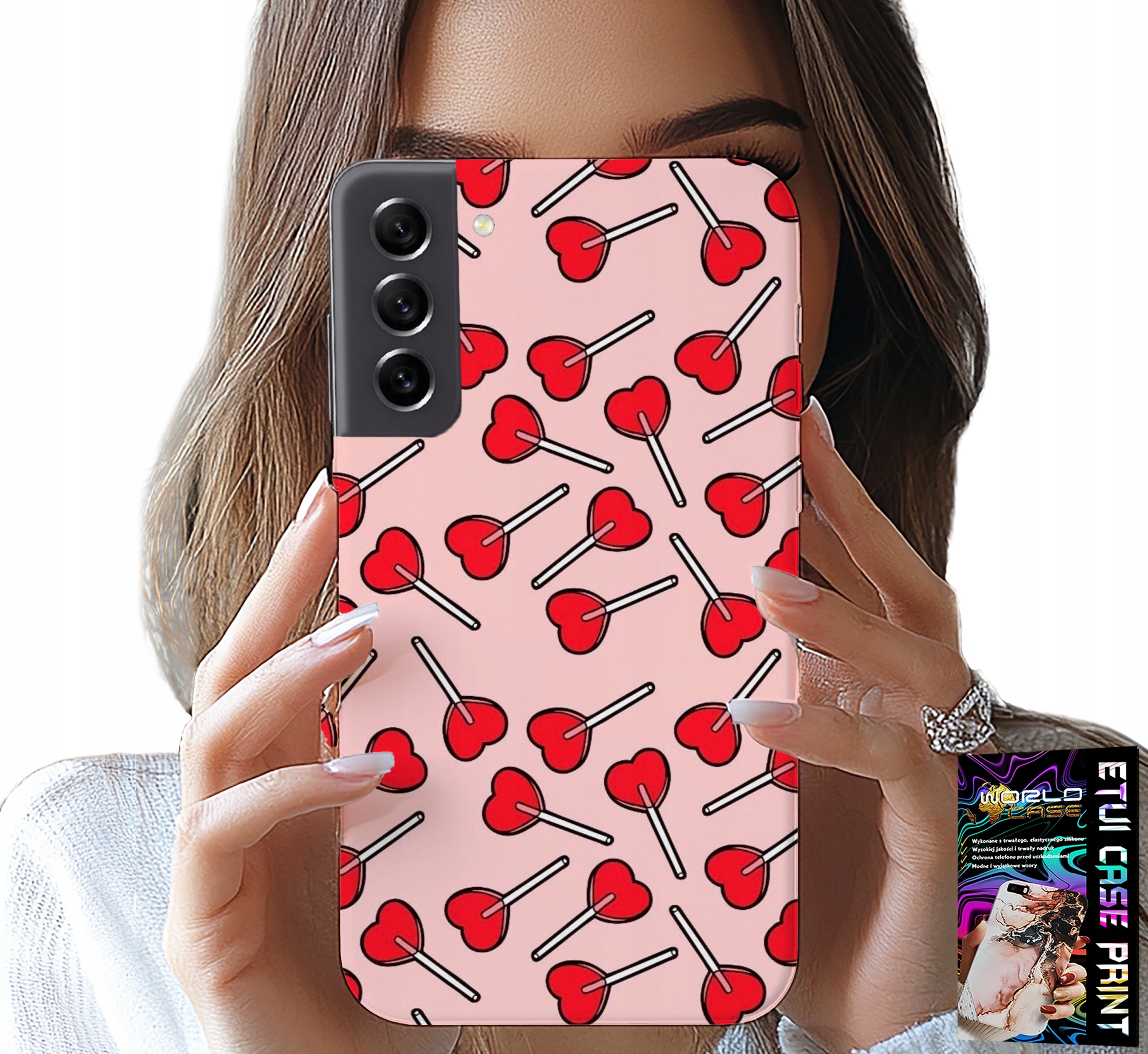 ETUI DO SAMSUNG GALAXY S21 - KOBIECE, MODNE WZORY LIZAKI W SERCA CASE