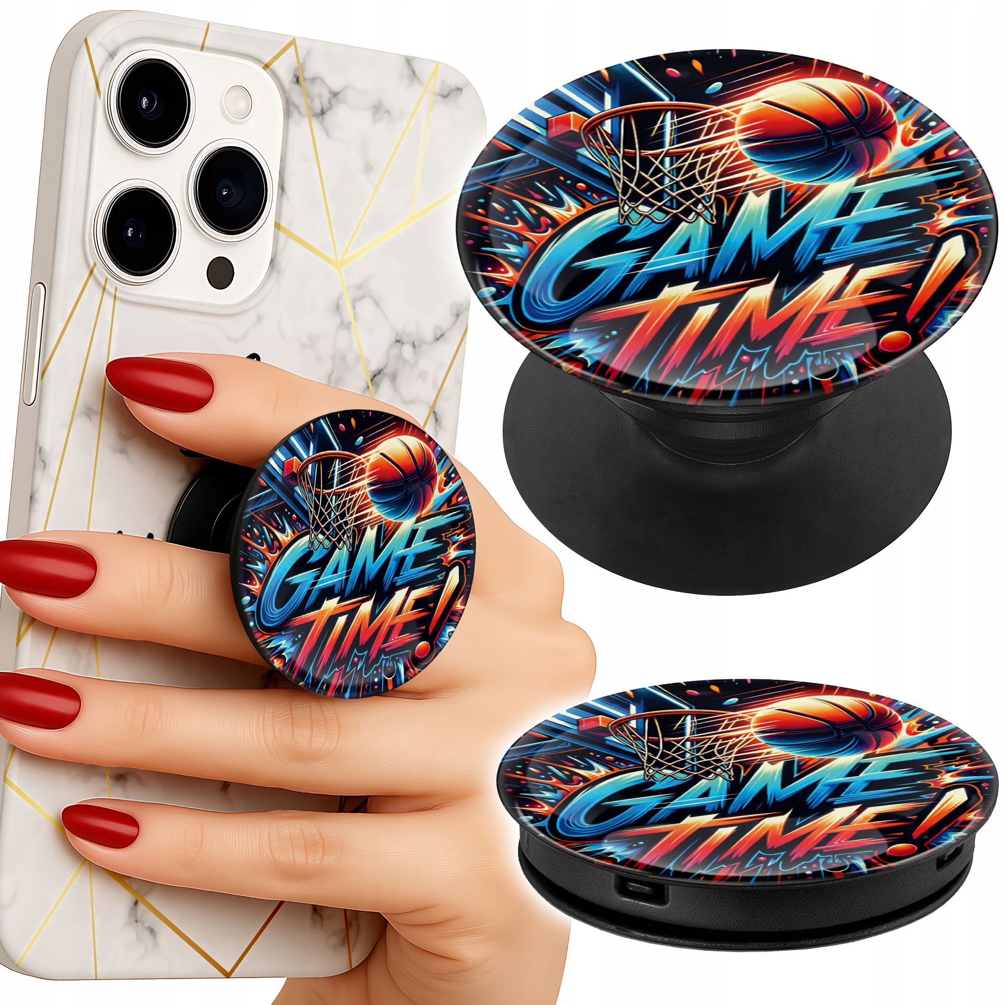 Uchwyt do telefonu Popsocket na palce/stojak KOSZYKÓWKA NBA BOISKO KOSZ FAN