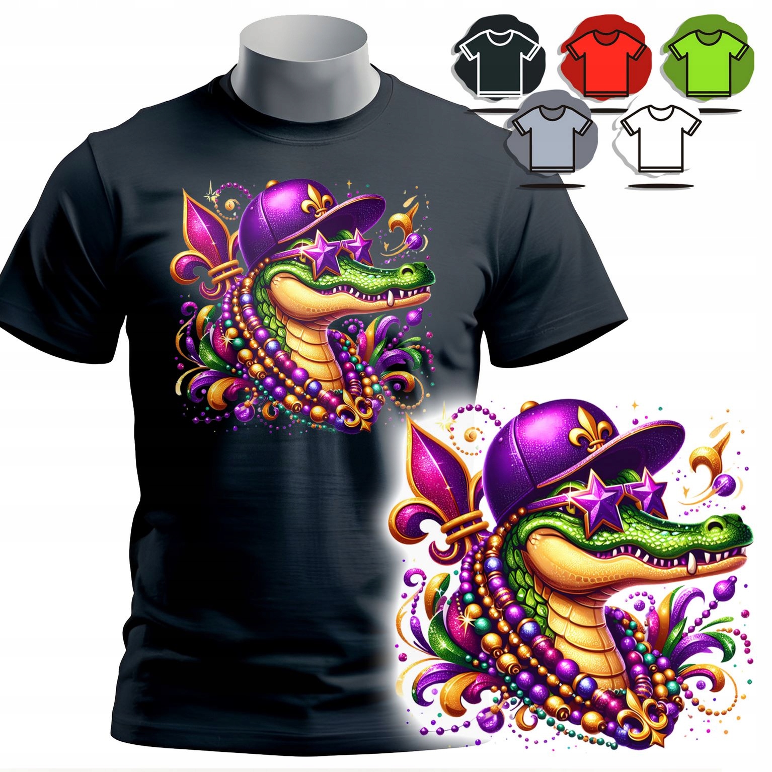 KOSZULKA T-SHIRT MĘSKI WZORY DO WYBORU - KROKODYL RAPER - S