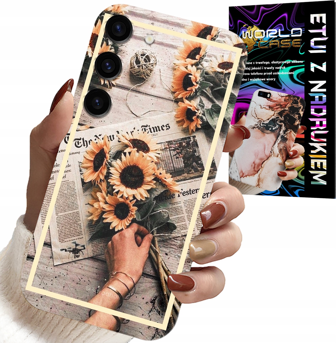 ETUI DO SAMSUNG GALAXY S23 PLUS - KWIATISTY WZÓR SŁONECZNIK SŁONECZNIKI