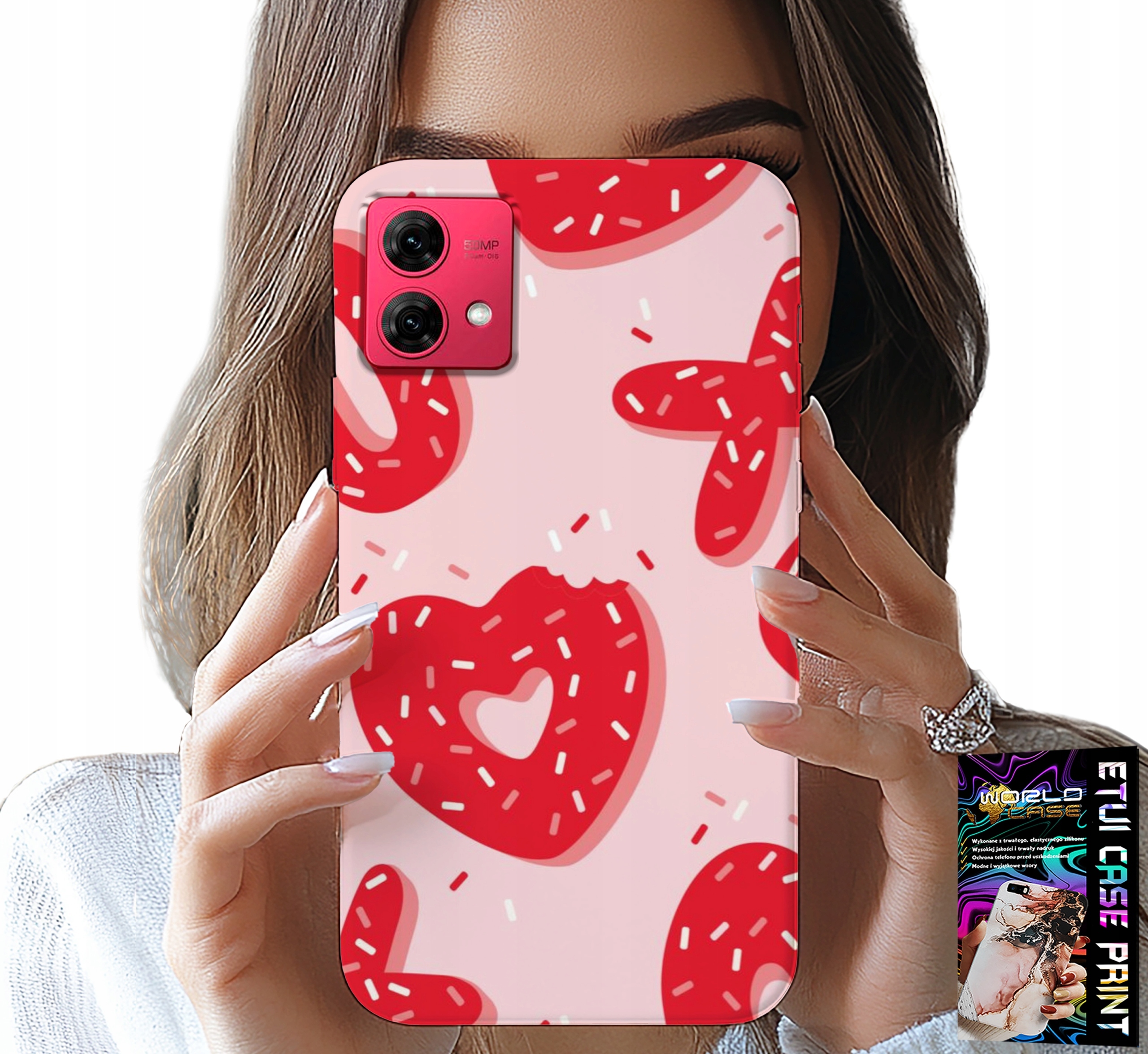 ETUI DO MOTOROLA EDGE 40 NEO - KOBIECE, MODNE WZORY XOXO SERCE + FOLIA