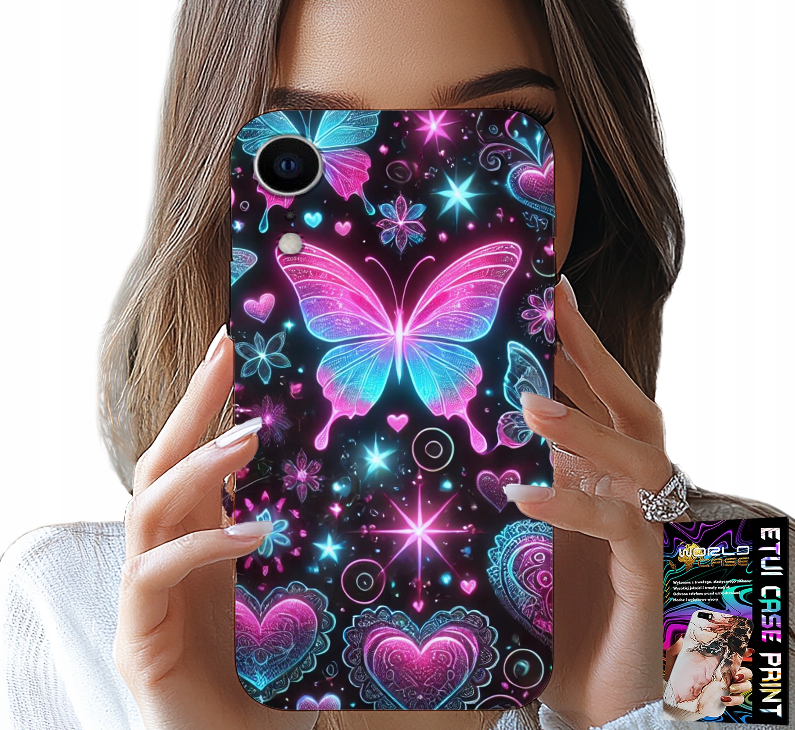 ETUI DO IPHONE XR - KOLOROWY MOTYLEK SERCE MODNE WZORY CASE