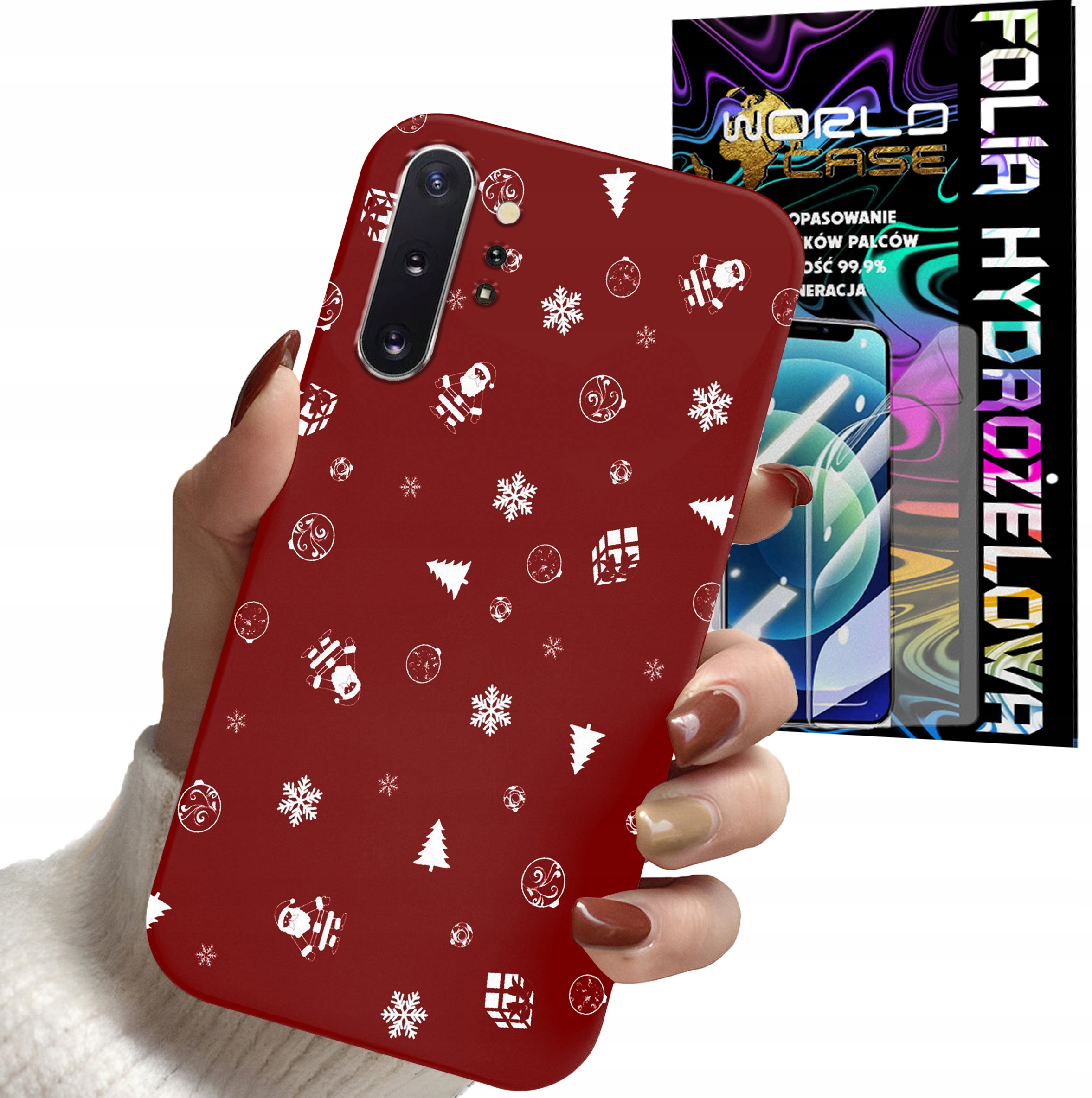 ETUI CASE DO SAMSUNG NOTE 10 PLUS . A81 - ŚWIĄTECZNE WZORY CHOINKA + FOLIA