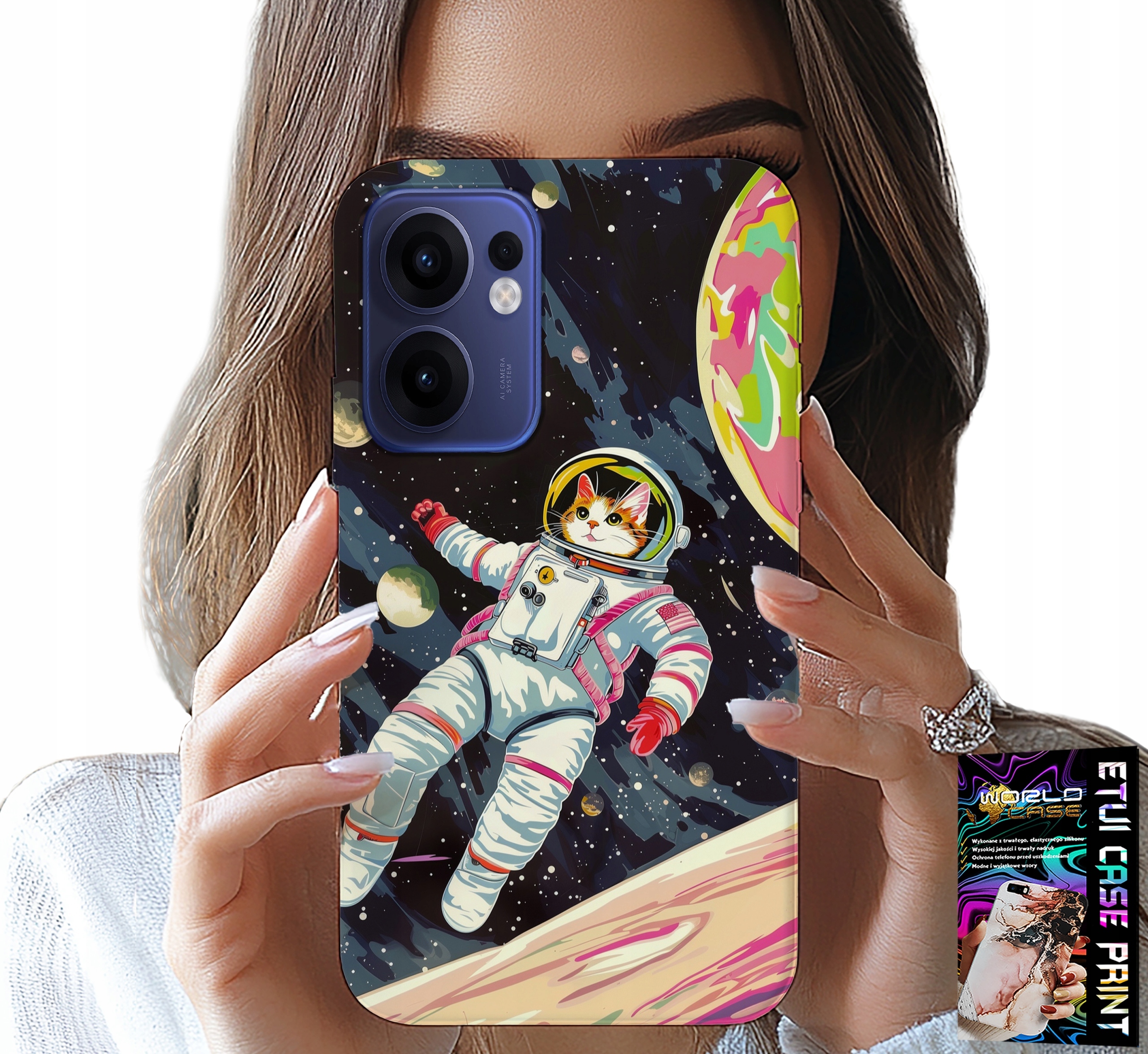 ETUI DO OPPO FIND X5 LITE - KOCI ASTRONAUTA KOT KOSMOS OBUDOWA CASE