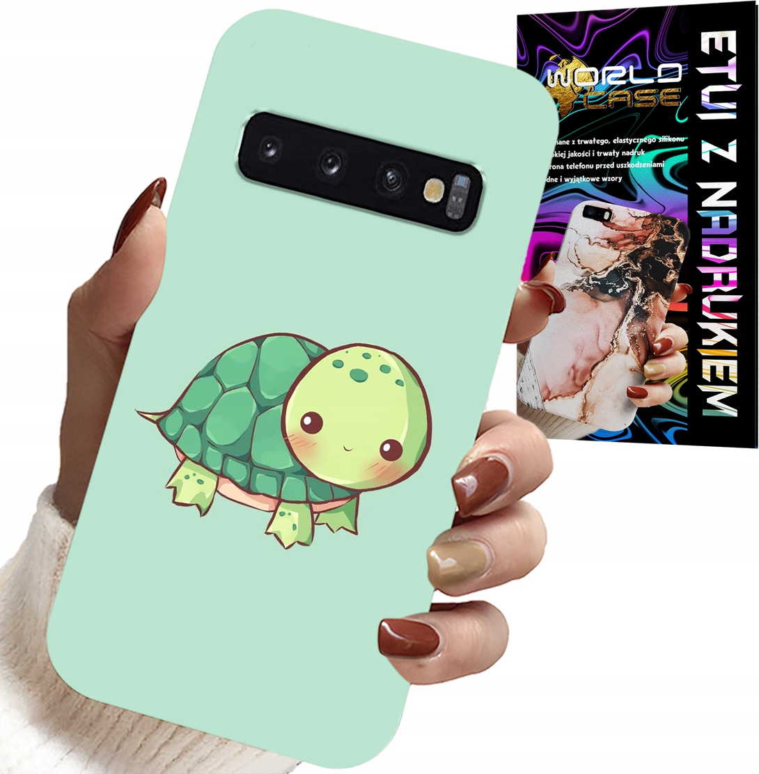 ETUI DO SAMSUNG GALAXY S10 PLUS - SŁODKIE ŻÓŁWKI WZORY DLA DZIECI + FOLIA
