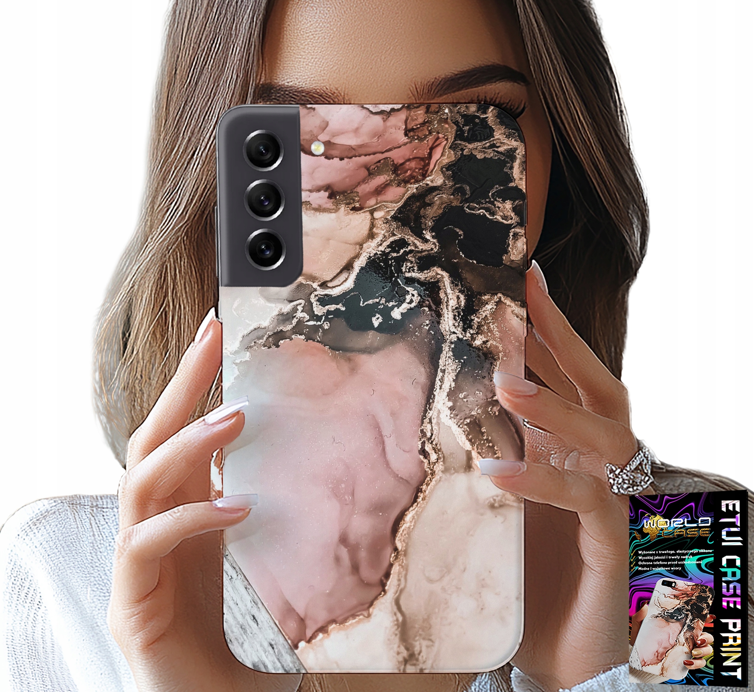 ETUI DO SAMSUNG GALAXY S22 PLUS - ELEGANCKI MARMUREK MODNE WZORY + SZKŁO