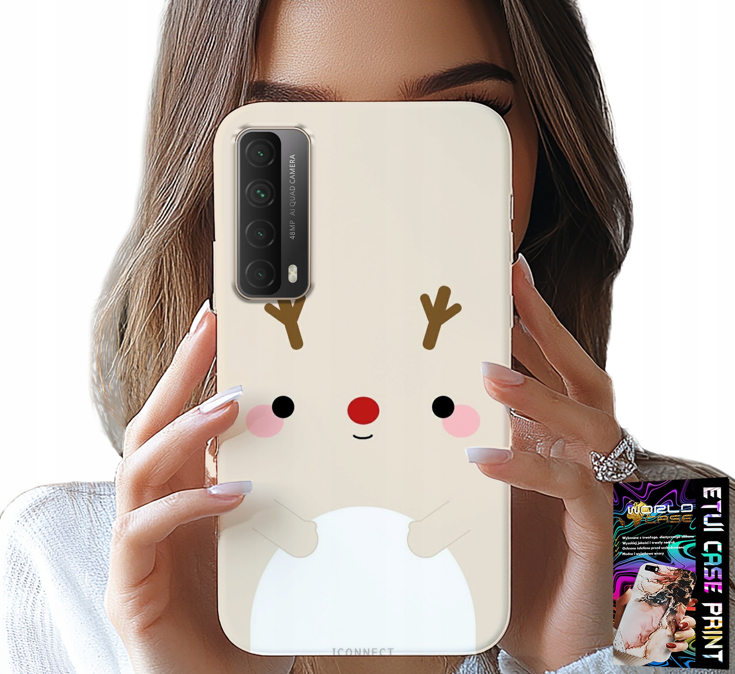 ETUI DO HUAWEI P SMART 2021 - RENIFEREK, RENIFER, ŚWIĄTECZNE WZORY