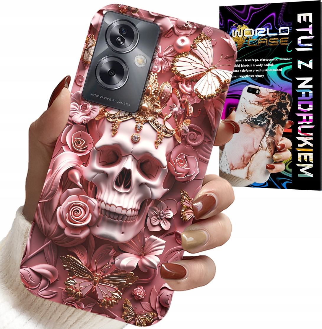 ETUI DO OPPO A79 5G - KOBIECE, MODNE WZORY, CZASZKA W RÓŻE