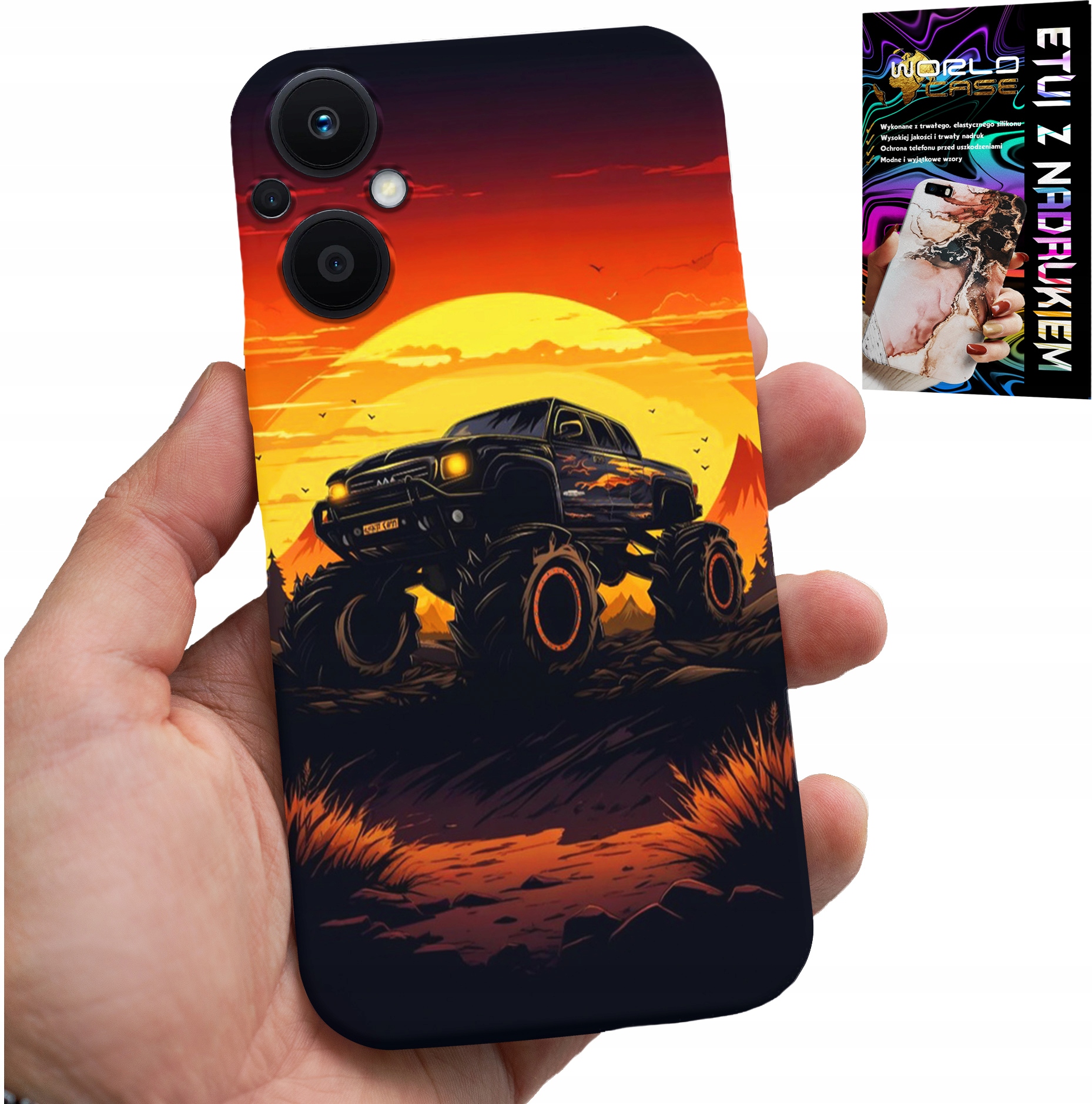 ETUI DO OPPO RENO7 LITE 5G - MONSTERTRUCK, CIĘŻARÓWKA, WZORY + SZKŁO