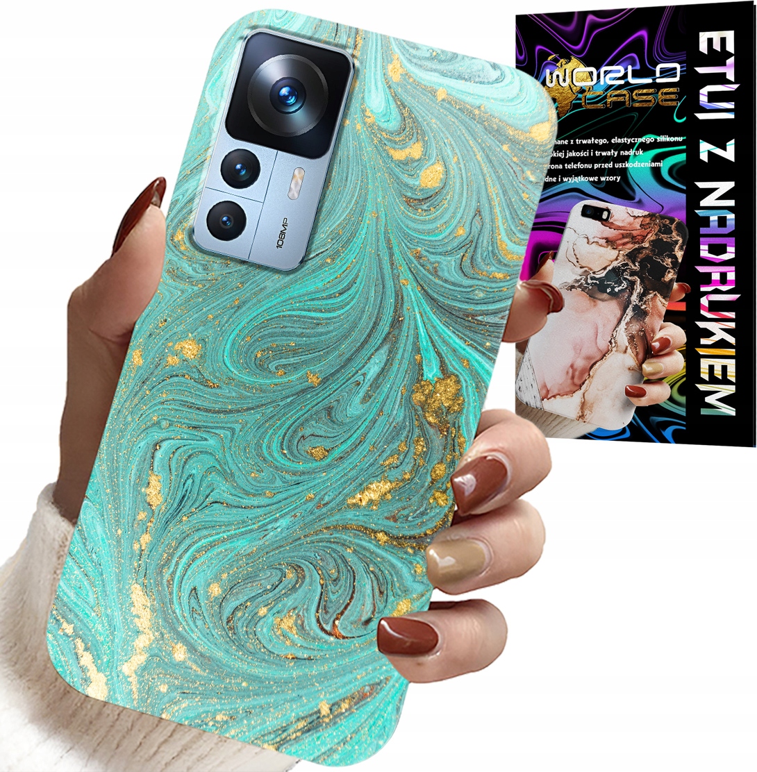 ETUI DO XIAOMI 12T / 12T PRO - MARMURKOWE WZORY + SZKŁO HARTOWANE