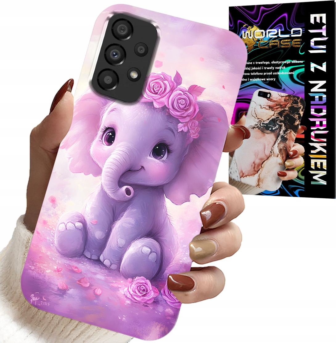 ETUI DO SAMSUNG A52 / A52S - SŁODKI SŁONIK NA RÓŻOWYM TLE CASE +FOLIA