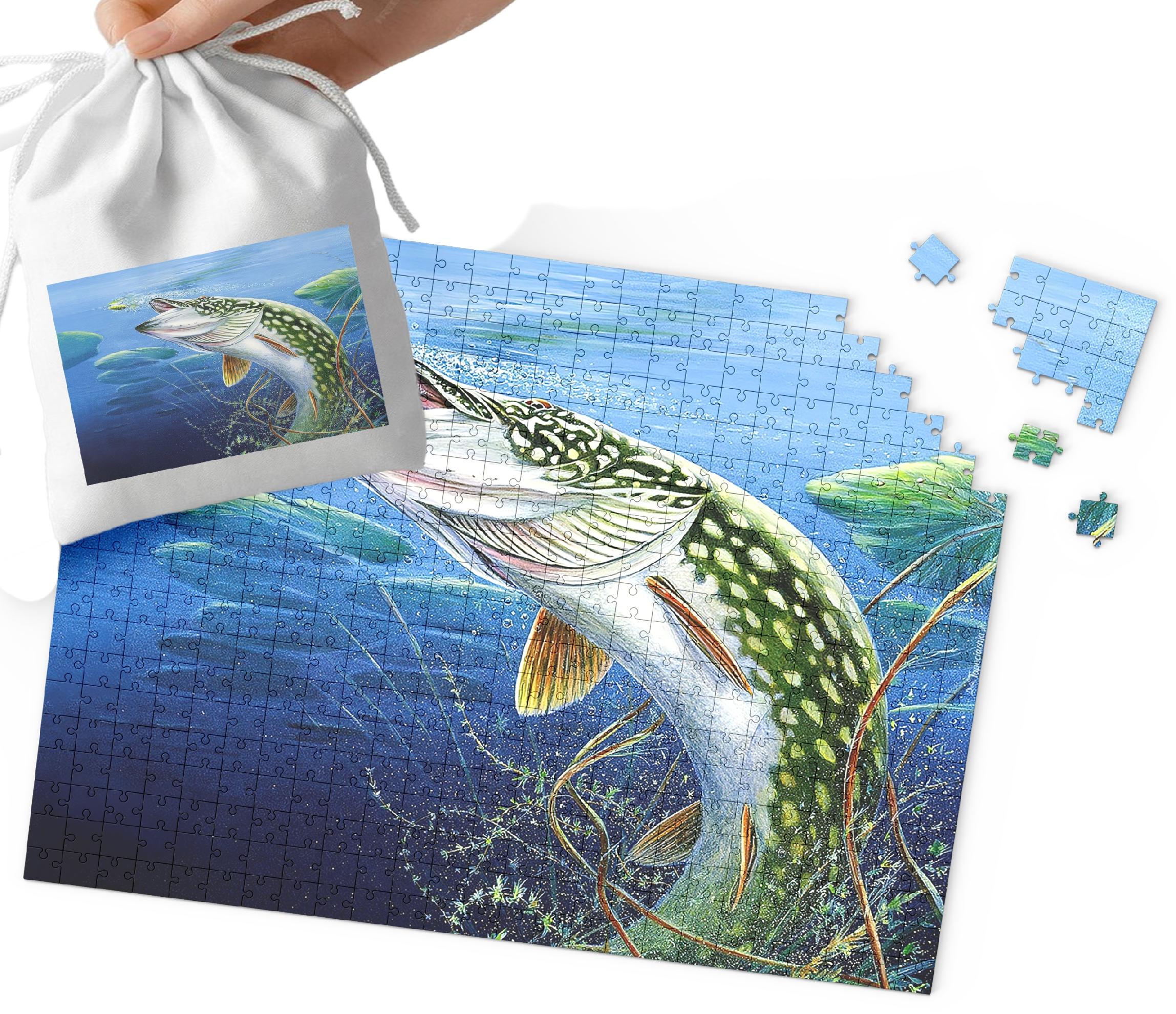 PUZZLE TRADYCYJNE - RYBY WĘDKOWANIE DLA FANA WĘDKOWANIA 96EL + WORECZEK