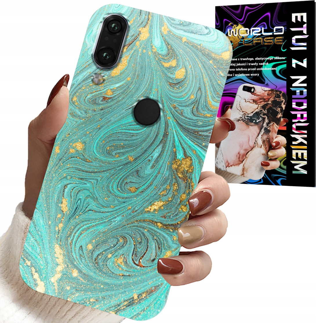 ETUI DO XIAOMI NOTE 7 - MARMURKOWE WZORY + SZKŁO HARTOWANE
