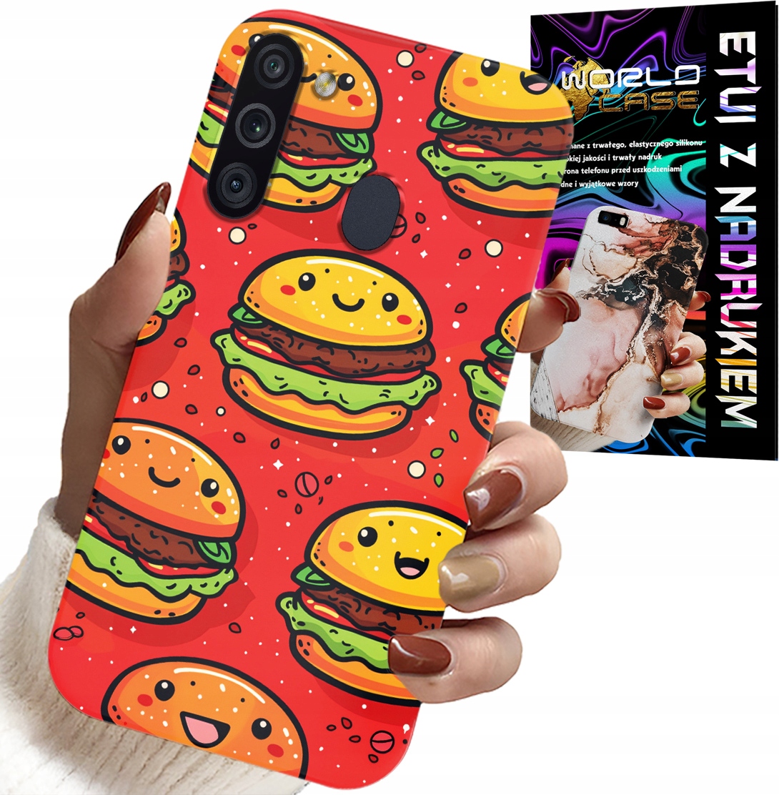 ETUI DO SAMSUNG GALAXY A21 - SŁODKIE UŚMIECHNIĘTE BURGERY POKROWIEC