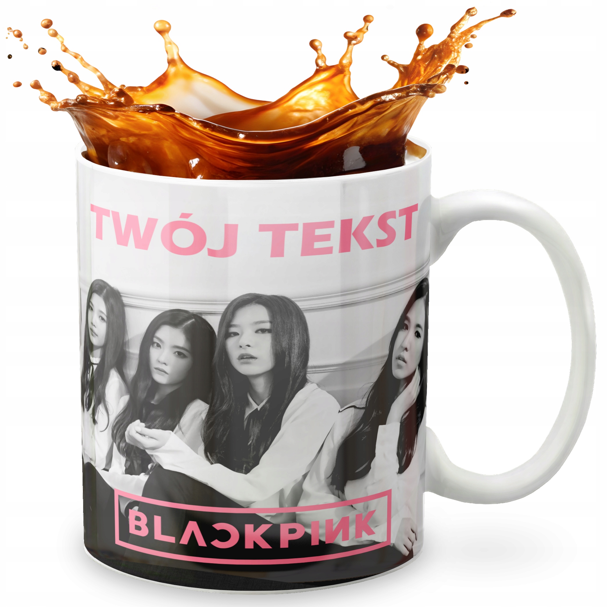 KUBEK 330ml GRAFIKA PREZENT ŚWIĘTA WZÓR - KPOP BLACKPINK BTS GOT7 + IMIĘ
