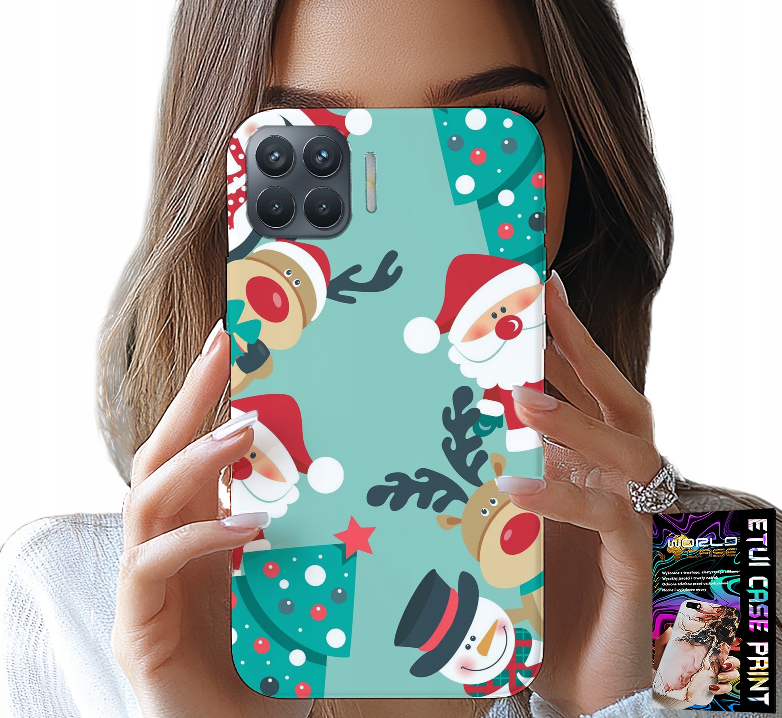 ETUI DO OPPO RENO 4 LITE - MIKOŁAJ, RENIFER BAŁWAN ŚWIĄTECZNE WZORY