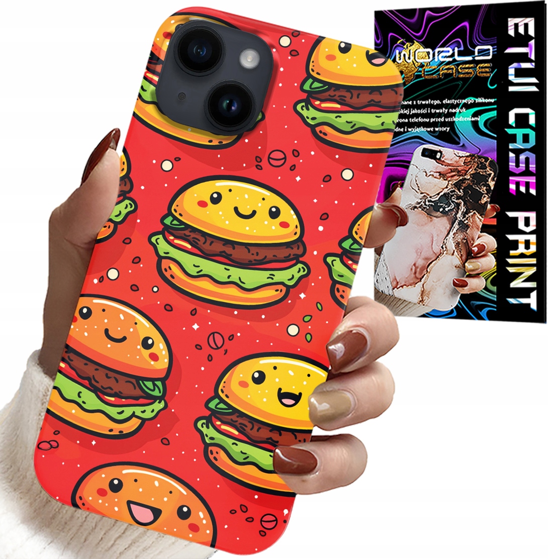 ETUI DO IPHONE 15 PLUS - SŁODKIE UŚMIECHNIĘTE BURGERY POKROWIEC