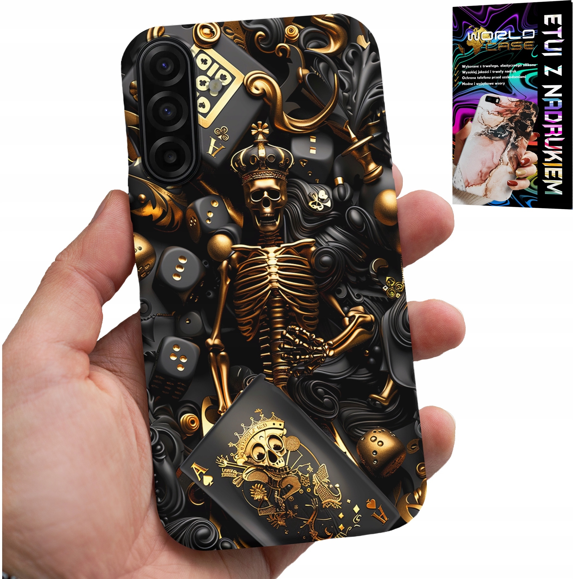 ETUI DO SAMSUNG GALAXY A17 5G - KRÓL POKER KOŚCI AS WZORY DLA MEN +SZKŁO