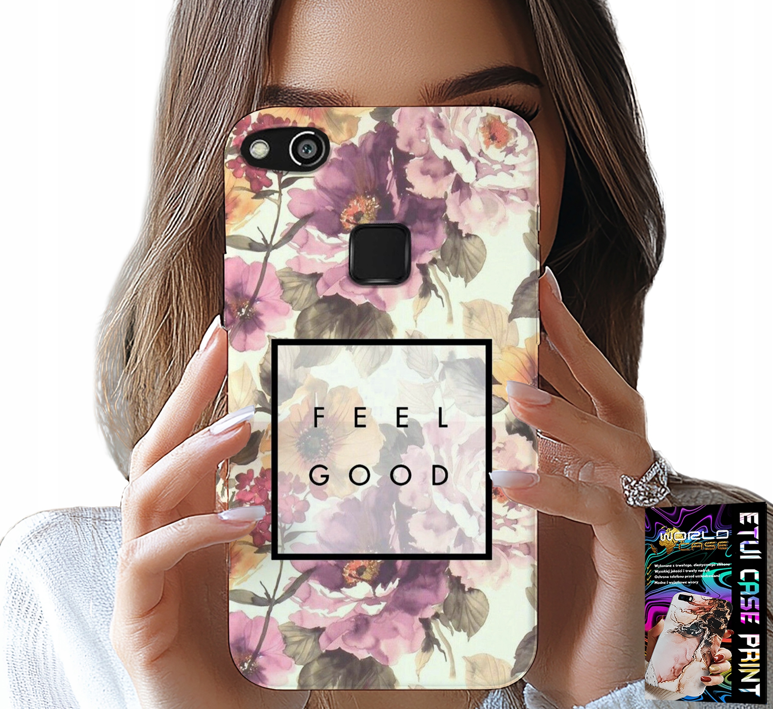 ETUI DO HUAWEI P10 LITE - KWIATISTY WZÓR, MODNE DAMSKIE + SZKŁO