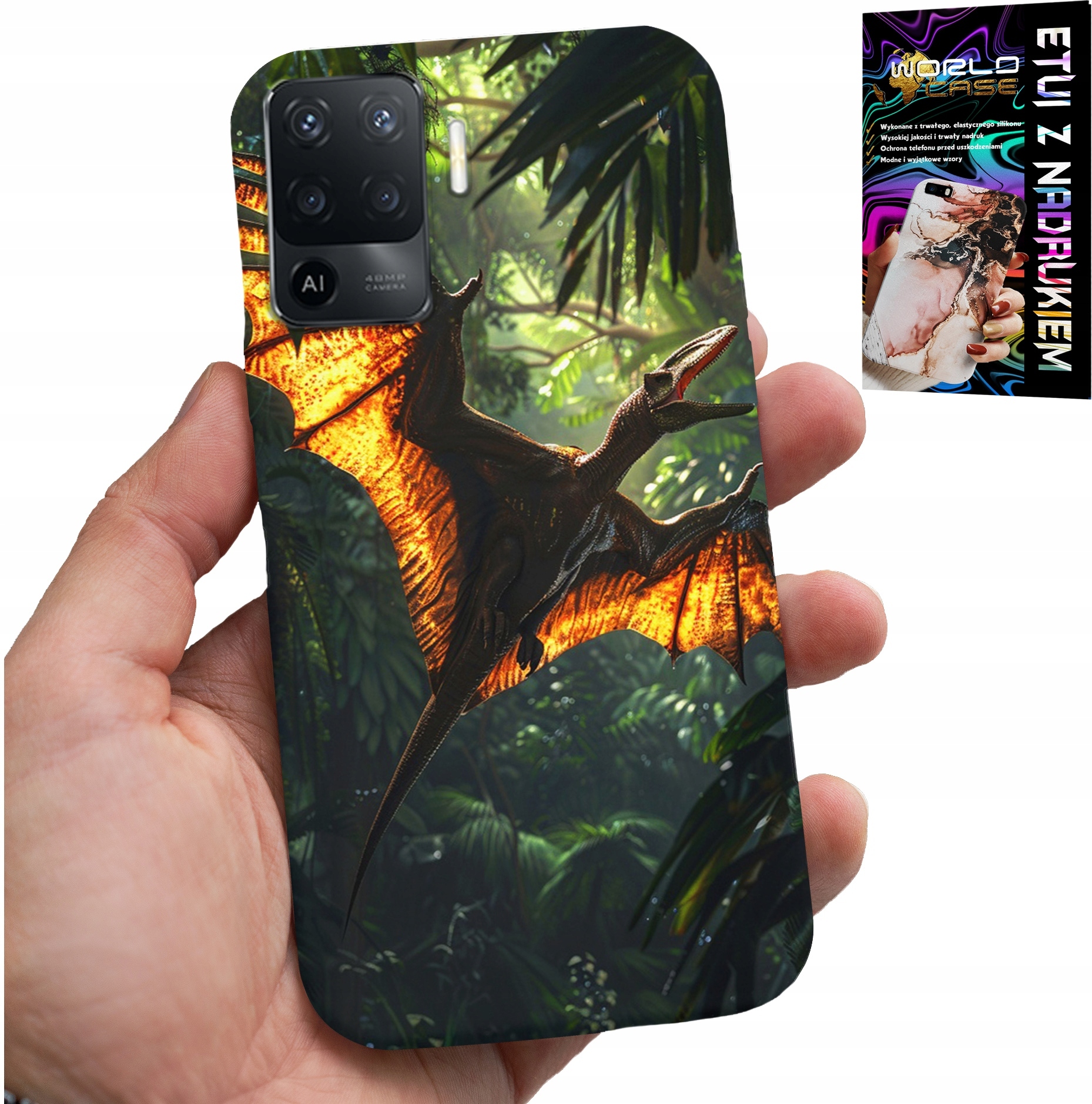 ETUI DO OPPO F19 PRO - DINO DINOZAUR PTERODAKTYL FUTERAŁ PLECKI