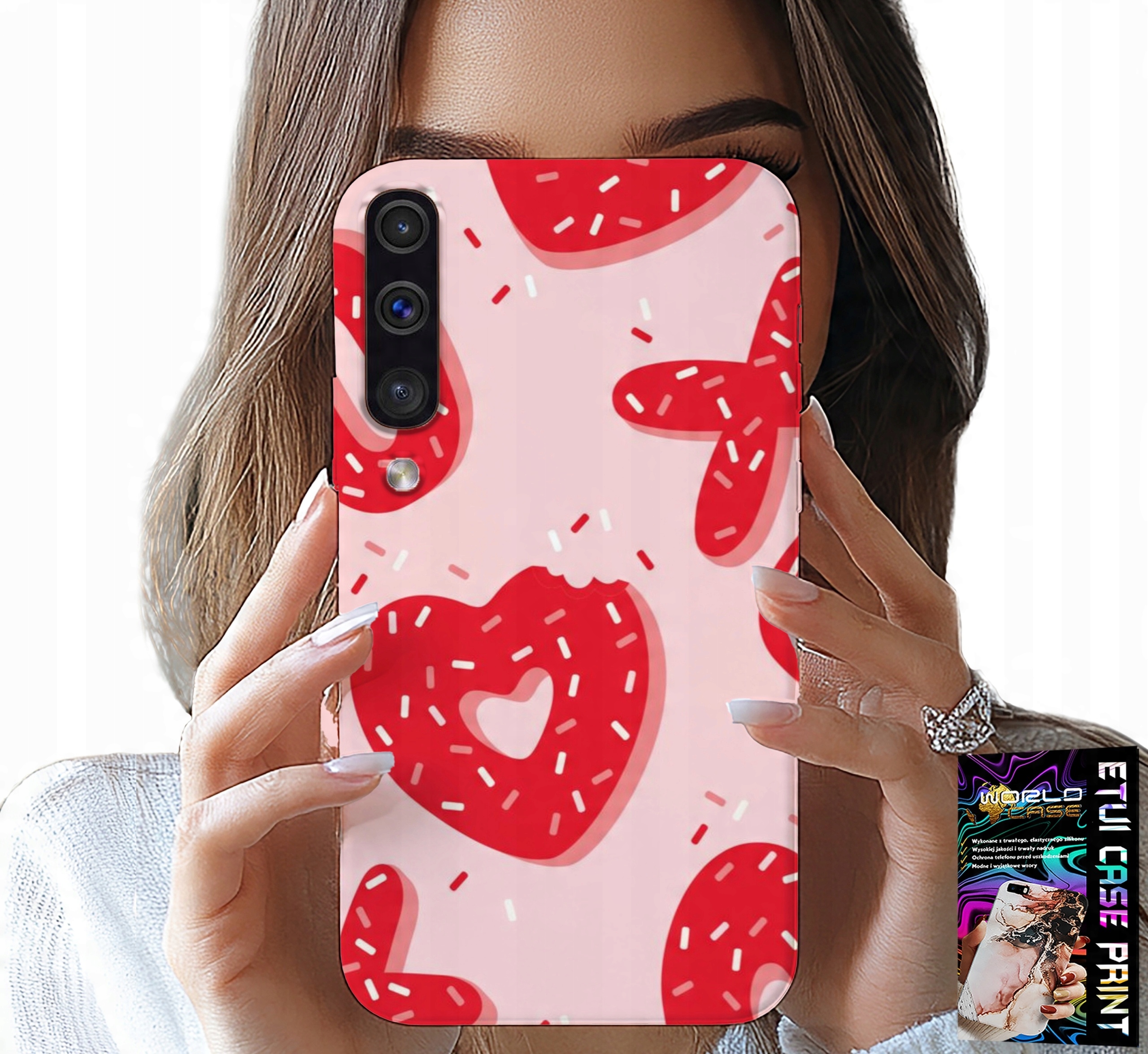 ETUI DO SAMSUNG GALAXY A70 - KOBIECE, MODNE WZORY XOXO SERCE + SZKŁO