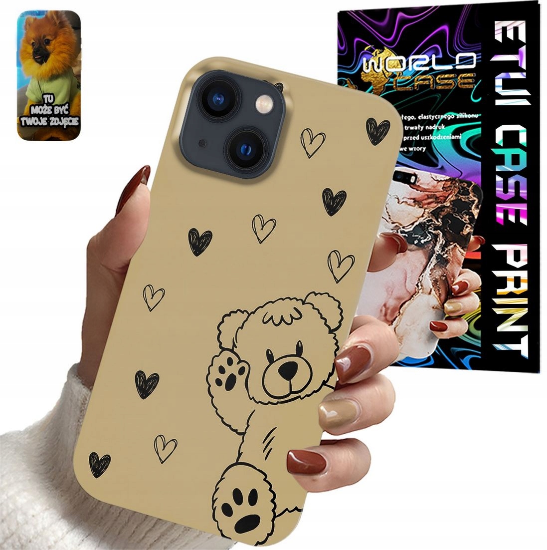 ETUI CASE APPLE IPHONE 15 MISIE MIŚ PLUSZAK MASKOTKA + SZKŁO