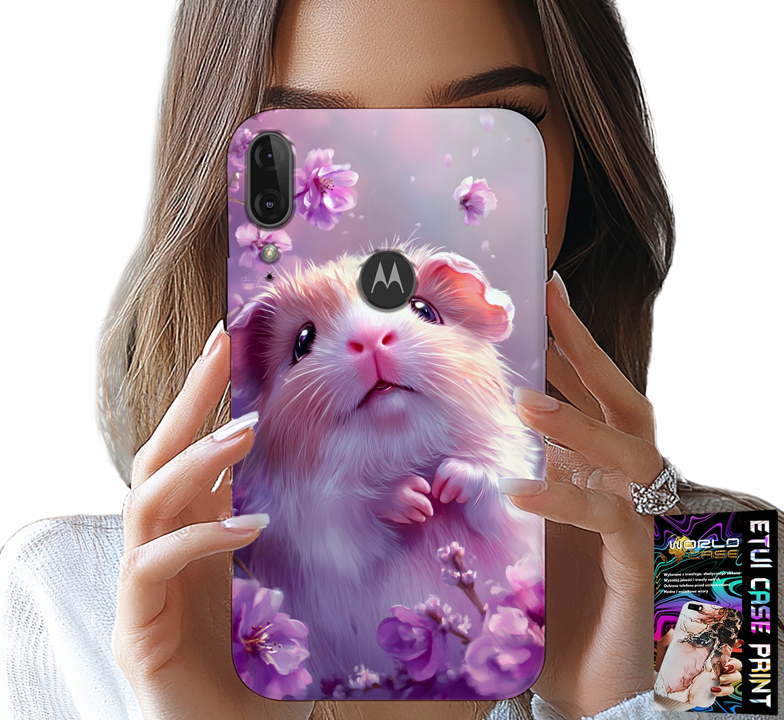 ETUI DO MOTOROLA MOTO E6 PLUS - SŁODKI CHOMIK, GRYZONIE WZORY DLA DZIECI