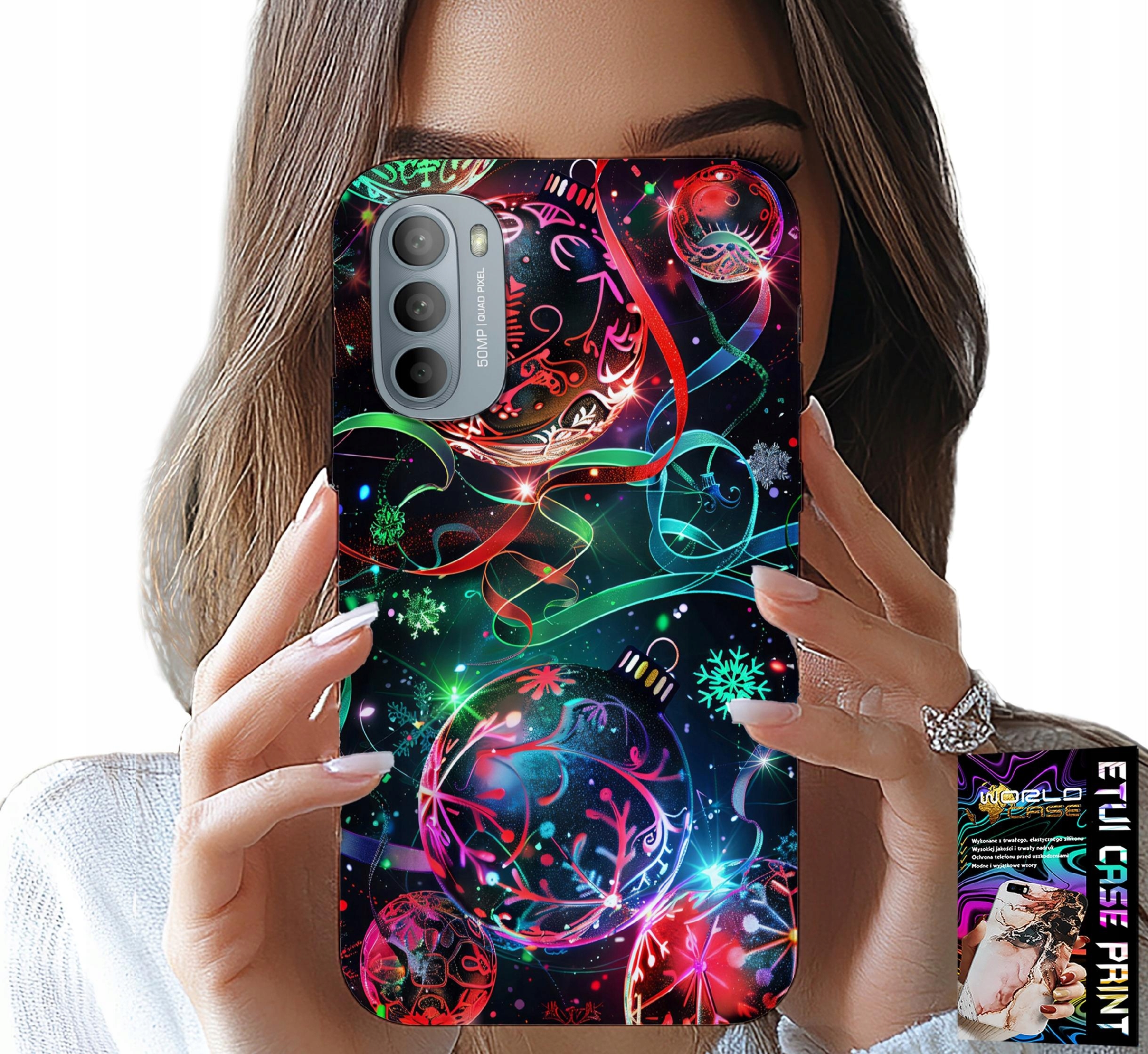 ETUI DO MOTOROLA G31 / G41 - ŚWIĄTECZNE BOMBKI, CHOINKA, CASE + FOLIA
