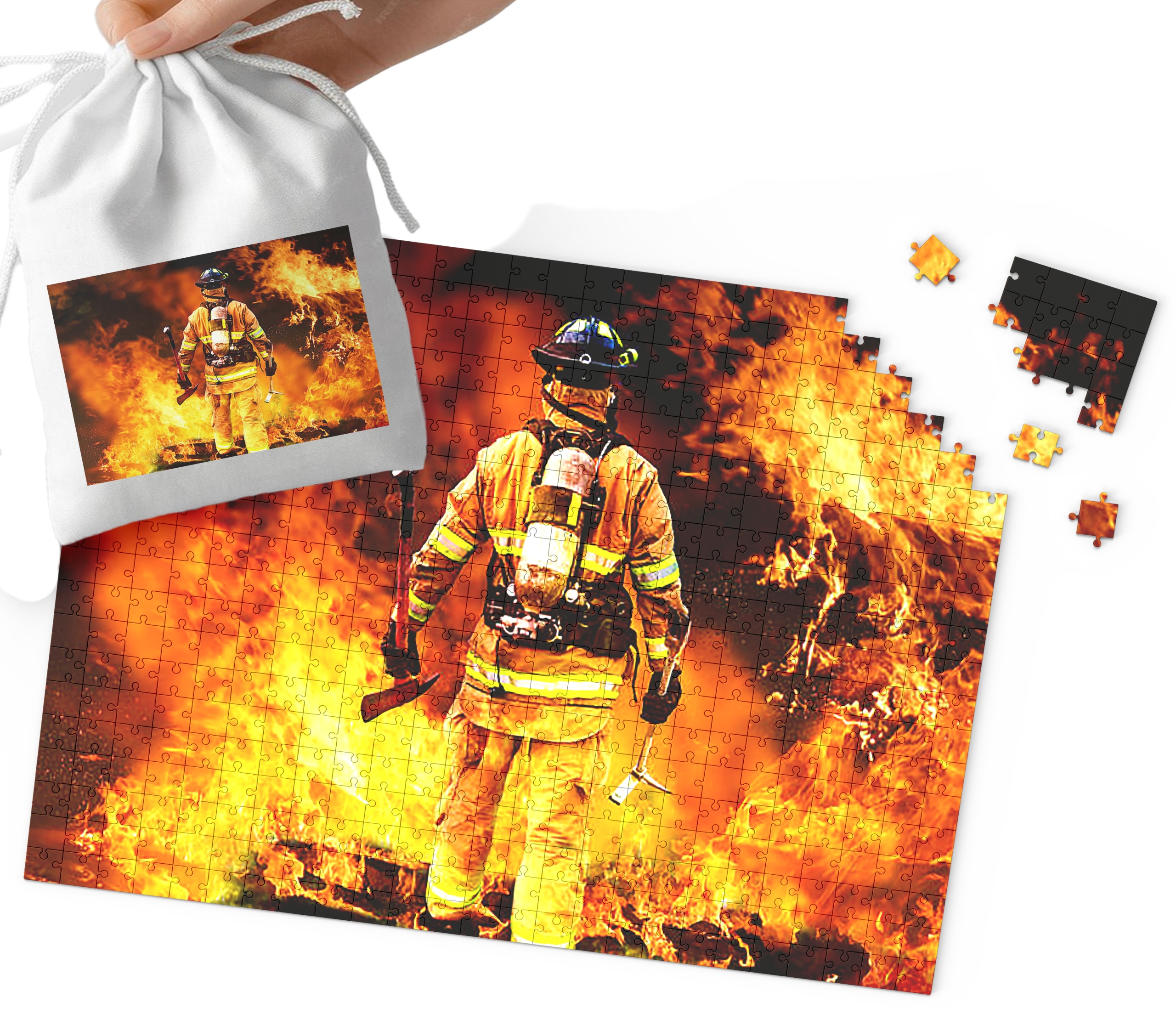 PUZZLE - STRAŻAK STRAŻ POŻARNA WZORY DLA CHŁOPCA 24el + WORECZEK