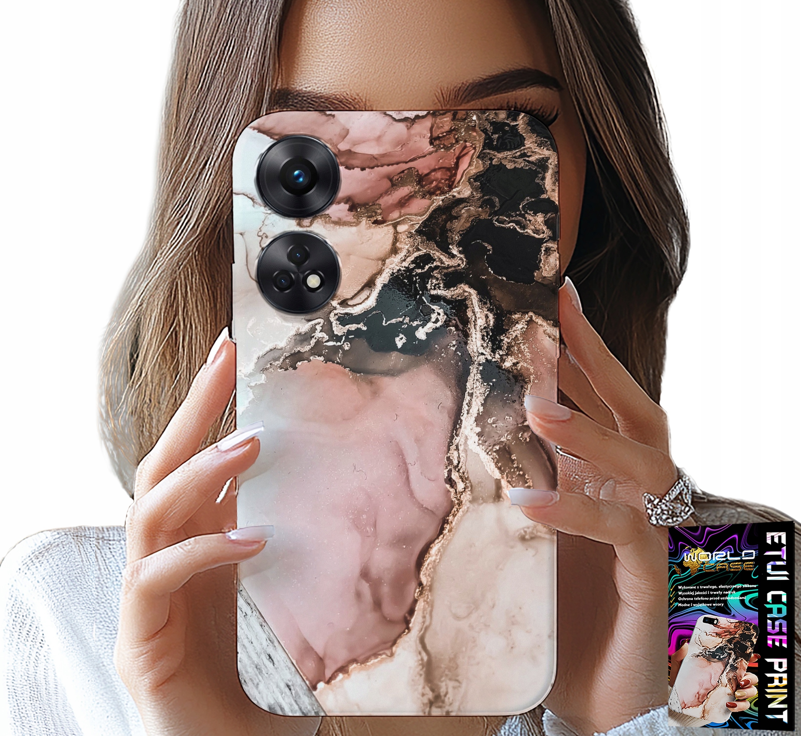 ETUI DO OPPO RENO8 T 4G - ELEGANCKI MARMUREK MODNE WZORY + SZKŁO