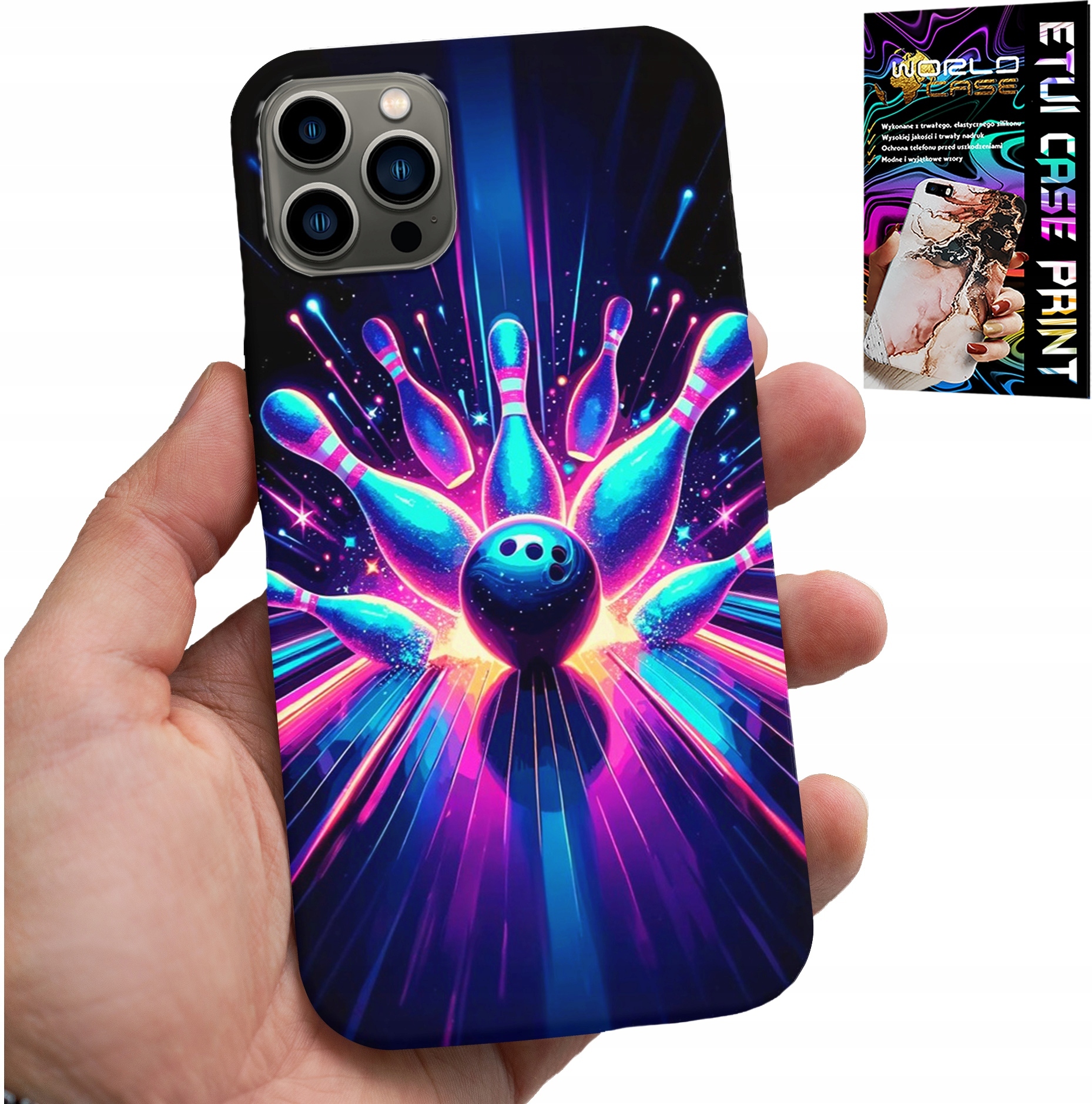 ETUI DO IPHONE 12 PRO MAX - KRĘGLE BOWLING STRIKE POKROWIEC, PLECKI