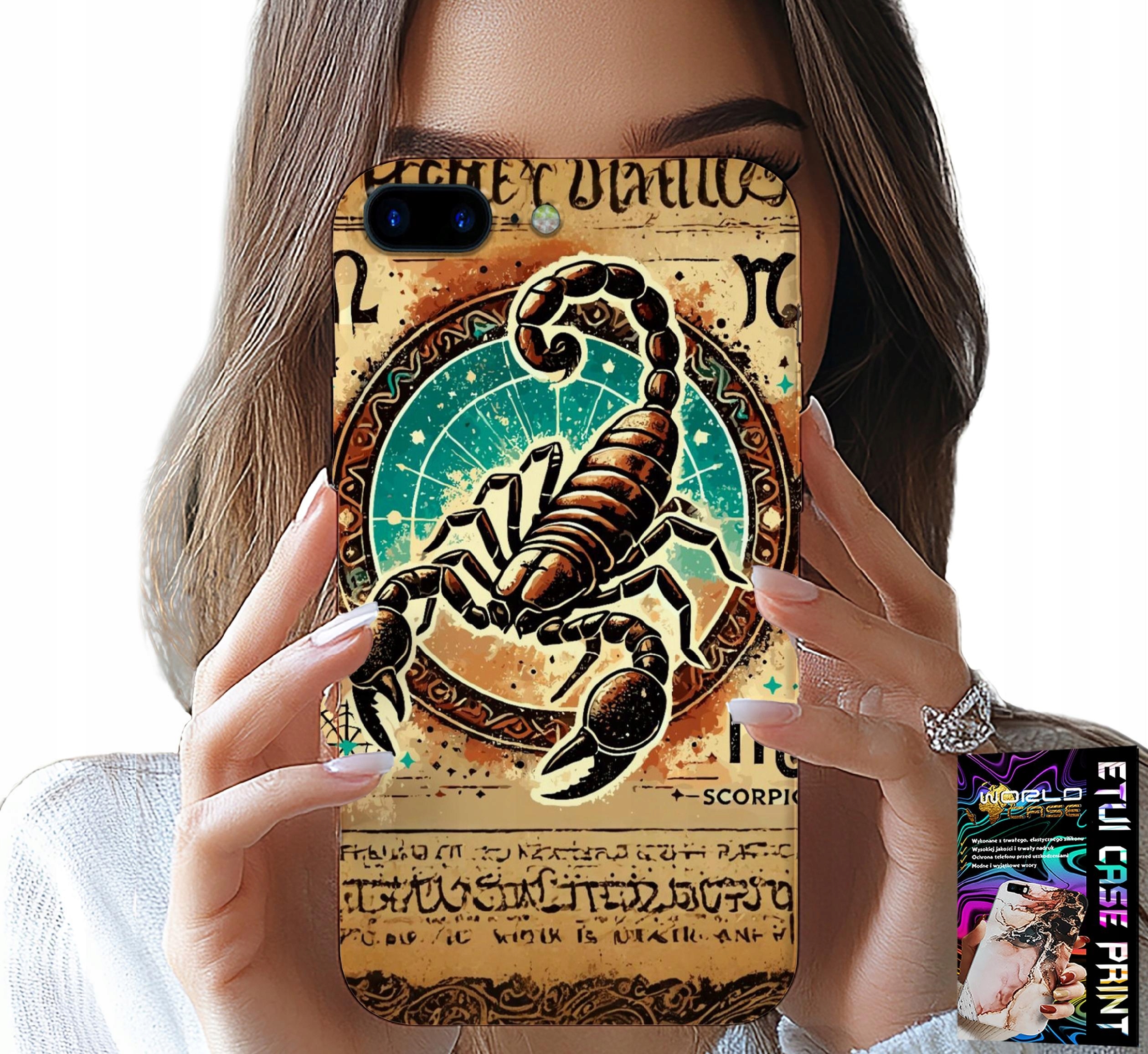 ETUI DO IPHONE ( 7 PLUS ) - SKORPION ZNAK ZODIAKU ASTRONOMIA + FOLIA