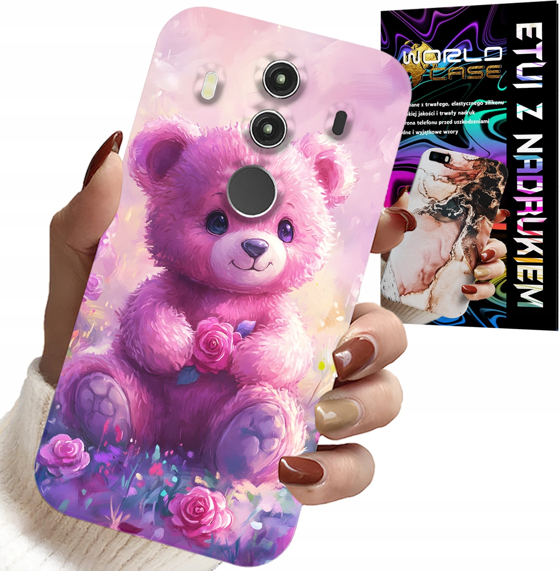 ETUI DO HUAWEI MATE 10 PRO - SŁODKI MIŚ NA RÓŻOWYM TLE, CASE + FOLIA