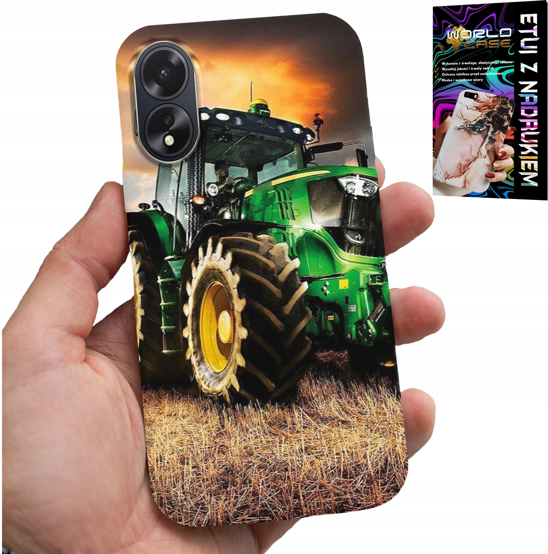 ETUI DO OPPO A38 4G - TRAKTOR CIĄGNIK ROLNICZY FARMA + SZKŁO