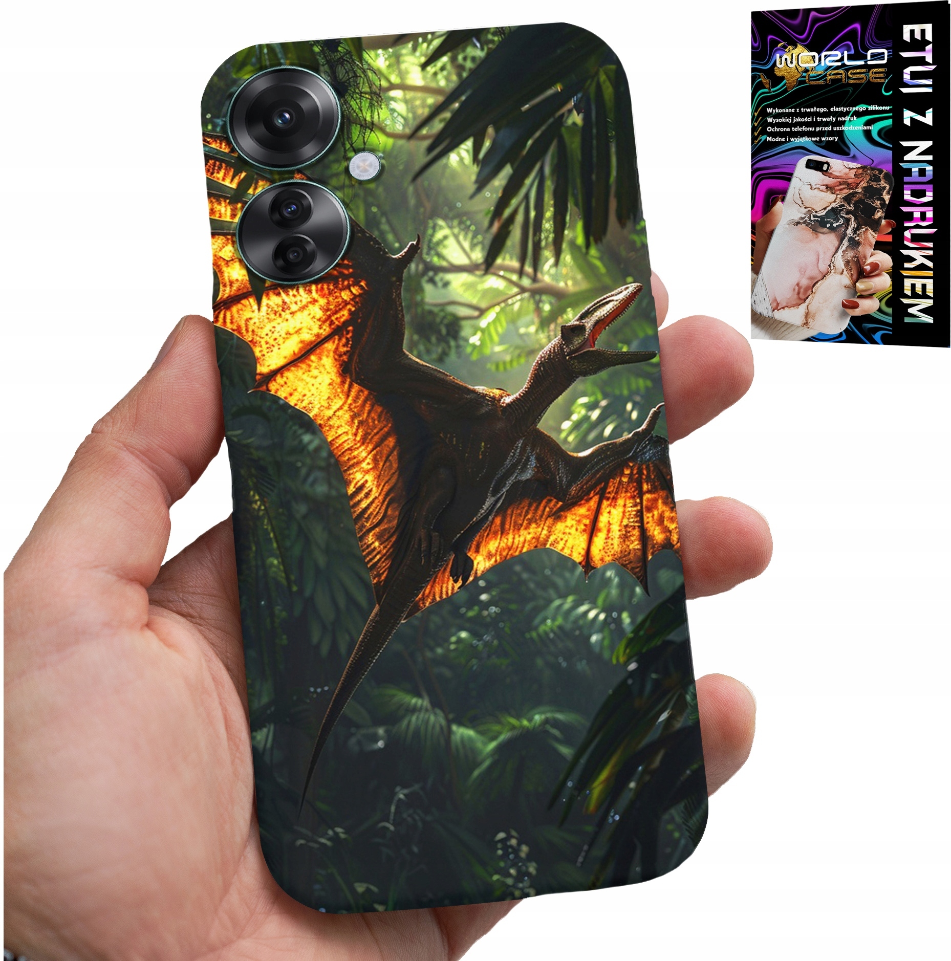 ETUI DO OPPO RENO11 F 5G - DINO DINOZAUR PTERODAKTYL FUTERAŁ PLECKI