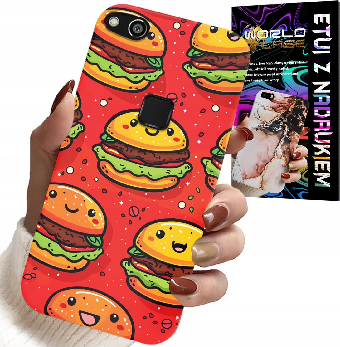 ETUI DO HUAWEI P9 LITE 2016 - SŁODKIE UŚMIECHNIĘTE BURGERY POKROWIEC