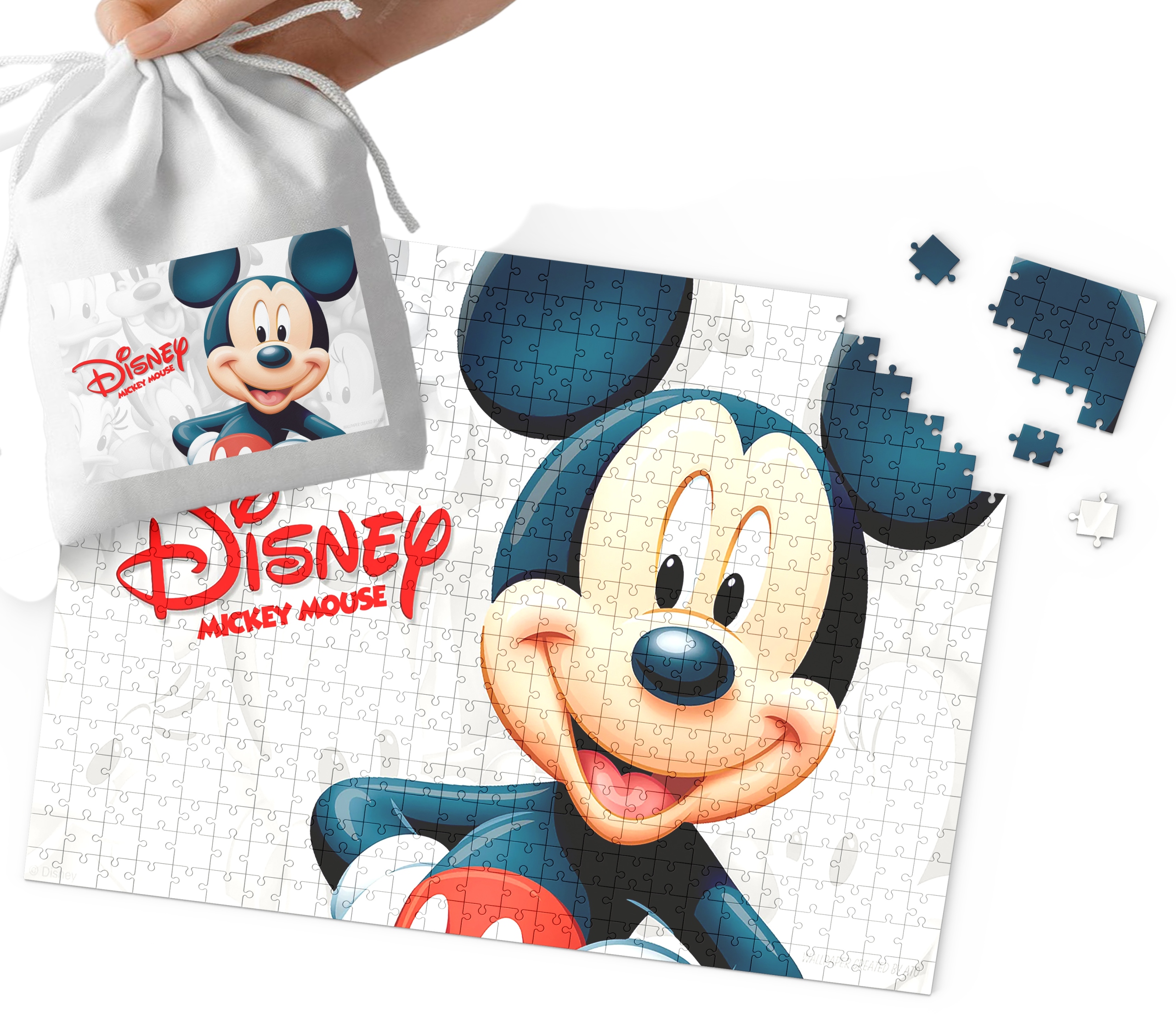 PUZZLE - MYSZKA MICKEY MIKI WZORY Z BAJEK PREZENT DLA DZIECI 24el +WORECZEK