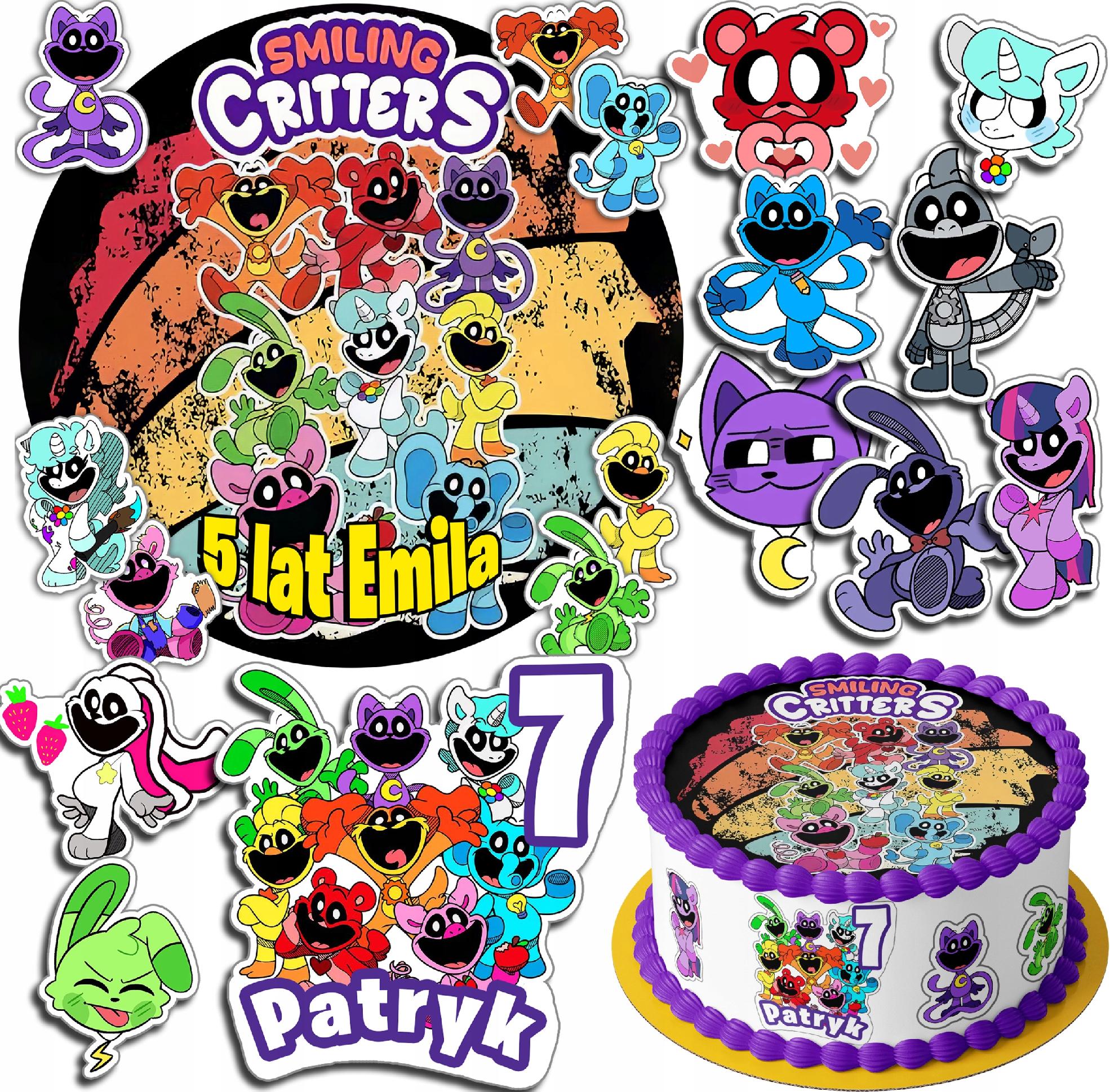 ZESTAW OPŁATEK NA TORT 30CM + 17 POSTACI - CATNAP SMILING + IMIĘ 24CM 26CM