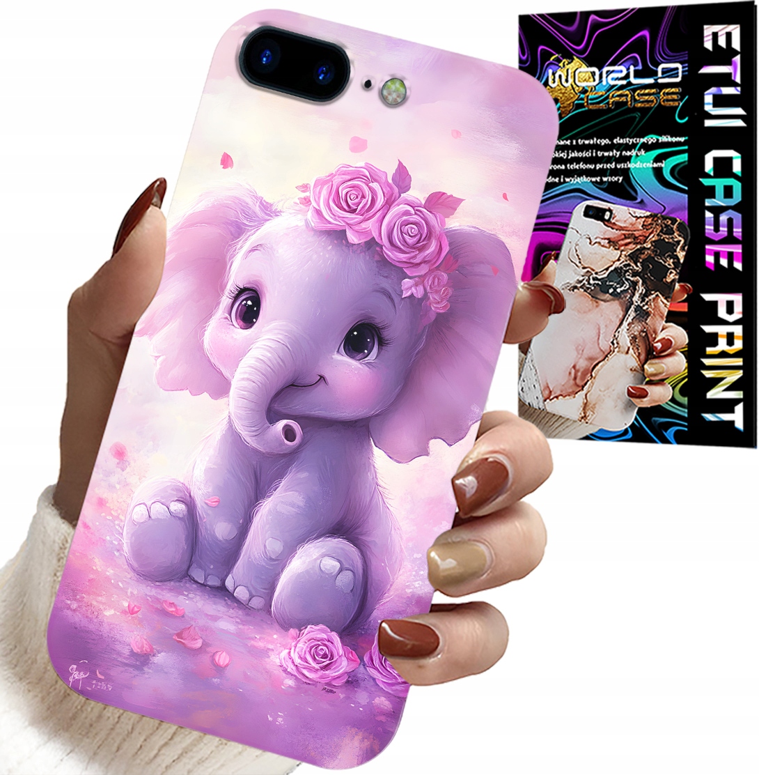 ETUI DO IPHONE ( 7 PLUS ) - SŁODKI SŁONIK NA RÓŻOWYM TLE CASE +FOLIA