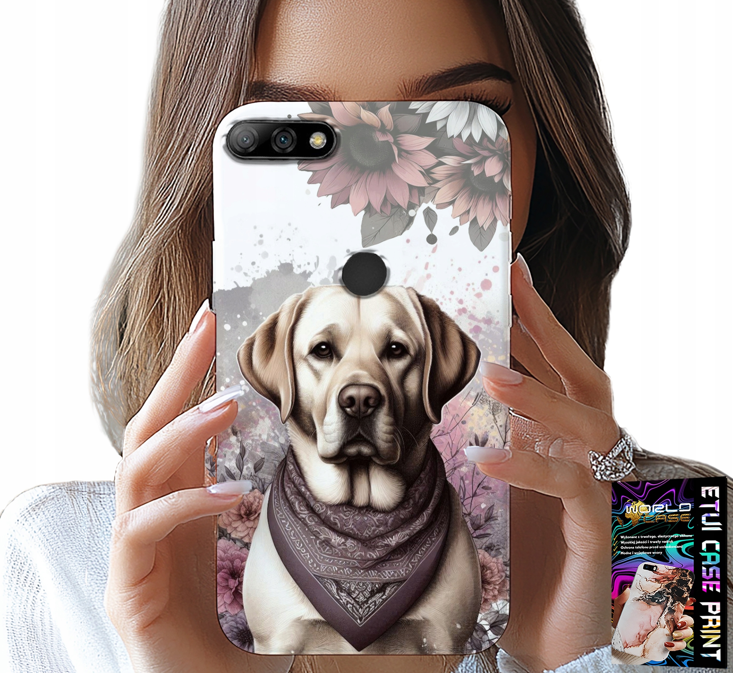 ETUI DO HUAWEI Y7 2018 - PIESEK PIESKI HUSKY PSIE WZORY + SZKŁO