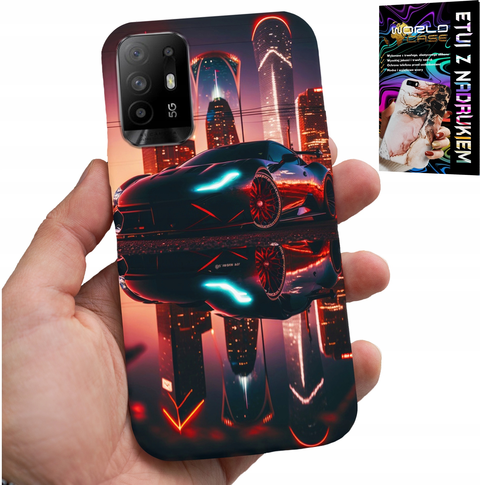 ETUI DO OPPO RENO 5Z / A94 5G - SAMOCHODY FAN, WZORY DLA MĘŻCZYZN +FOLIA