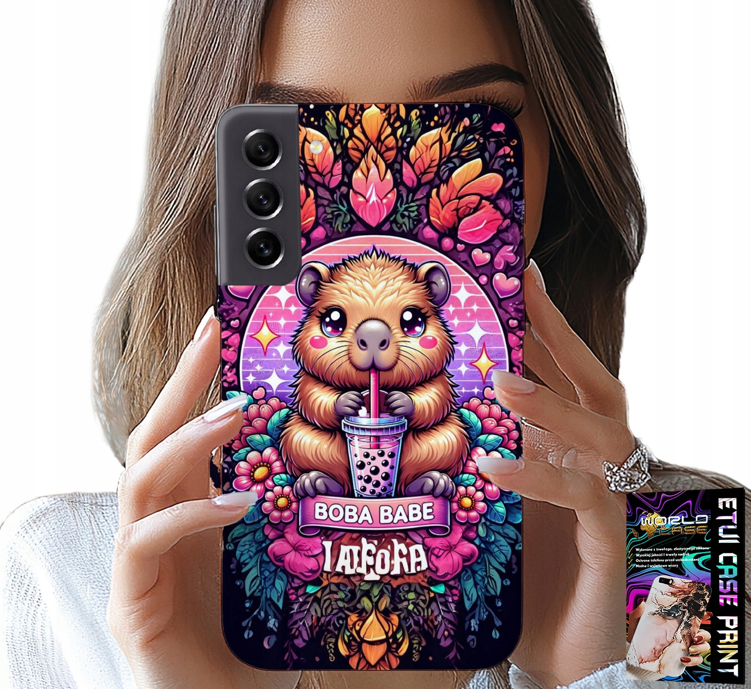 ETUI DO SAMSUNG GALAXY S22 - SŁODKA KAPIBARA Z SZEJKIEM, SUPER WZORY