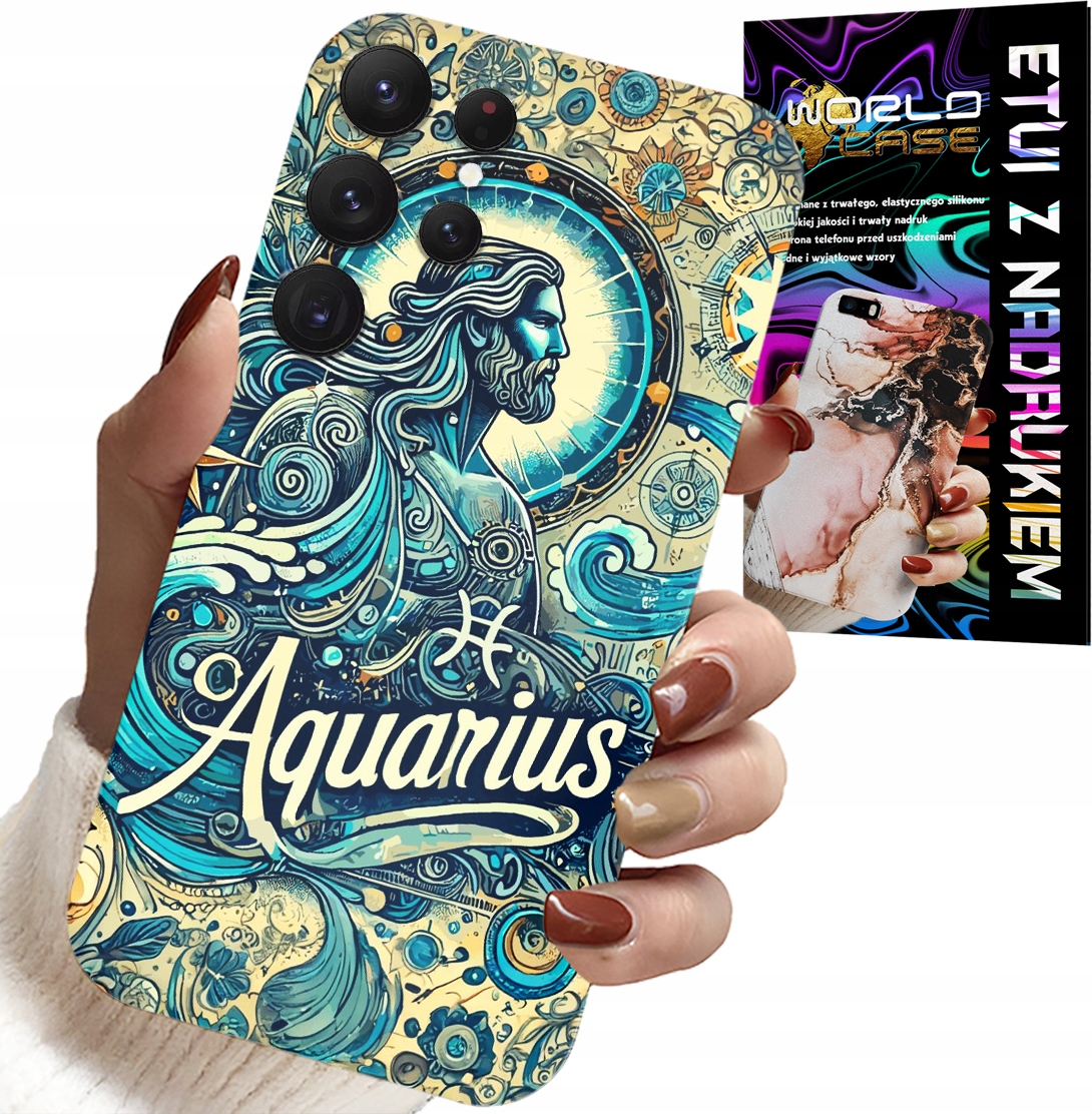 ETUI DO SAMSUNG GALAXY S22 Ultra - ZNAK ZODIAKU, WODNIK, ASTRONOMIA PLECKI