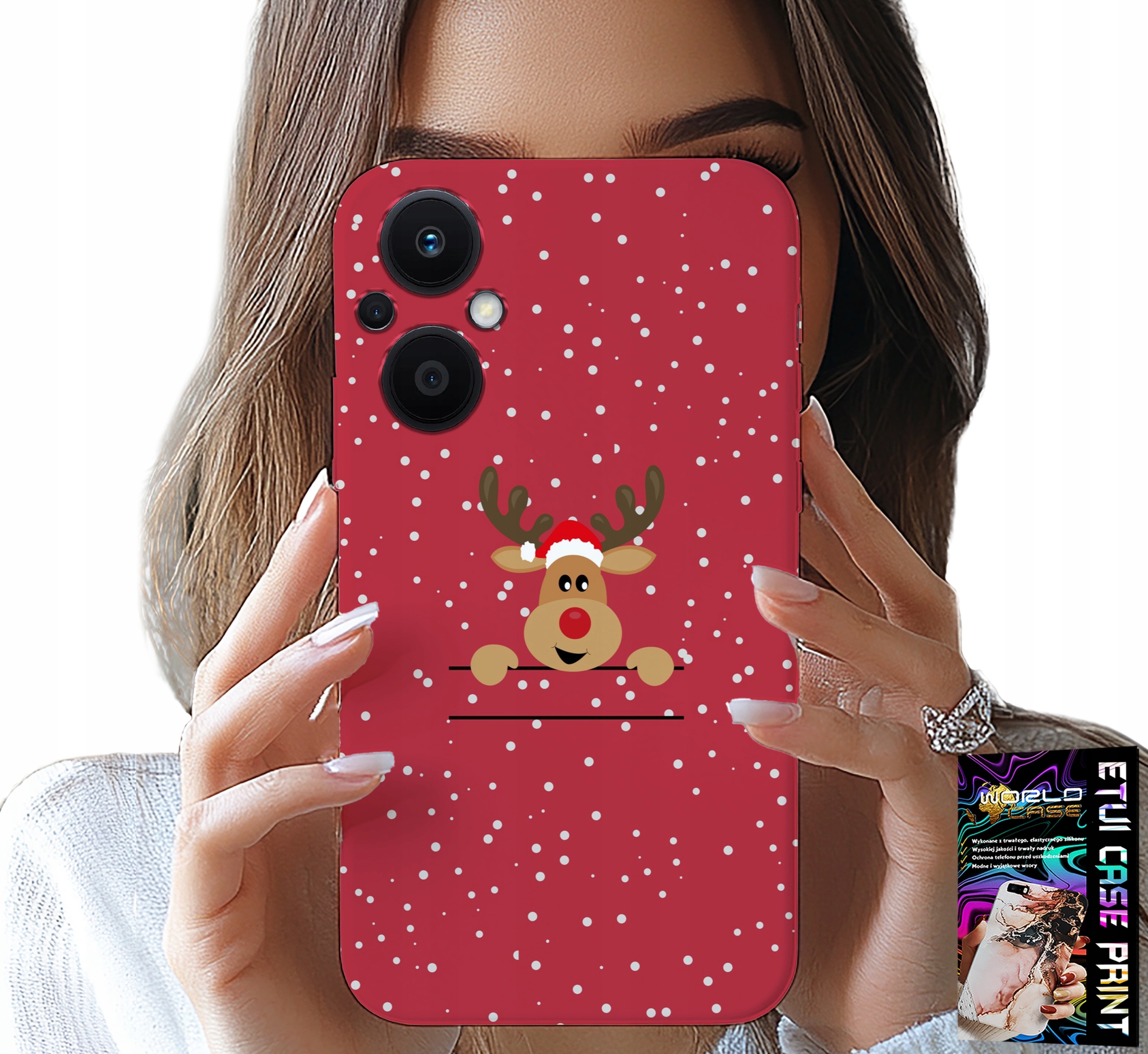 ETUI DO OPPO RENO7 LITE 5G - ŚWIĄTECZNY RENIFER MIKOŁAJ ŚWIĘTA +SZKŁO