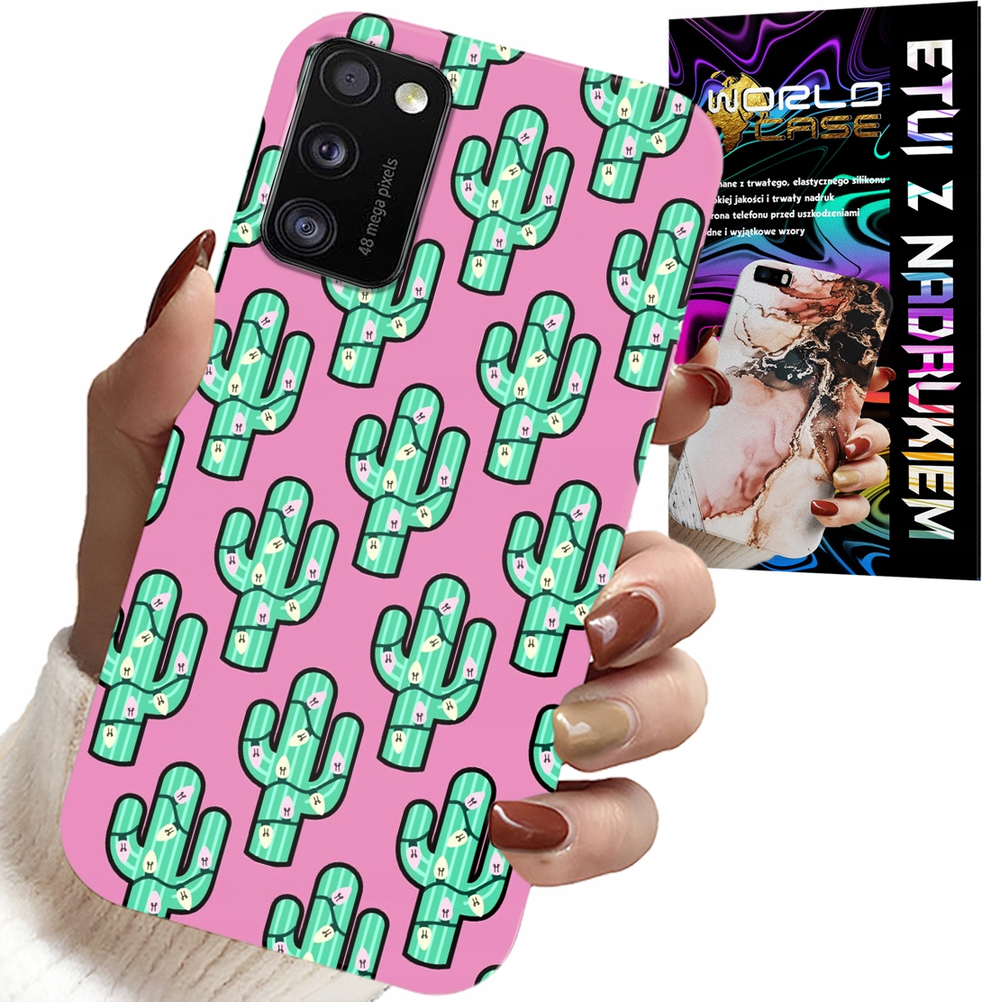 ETUI DO SAMSUNG GALAXY A41 - KAKTUSY, KAKTUS NA RÓŻOWYM TLE + FOLIA